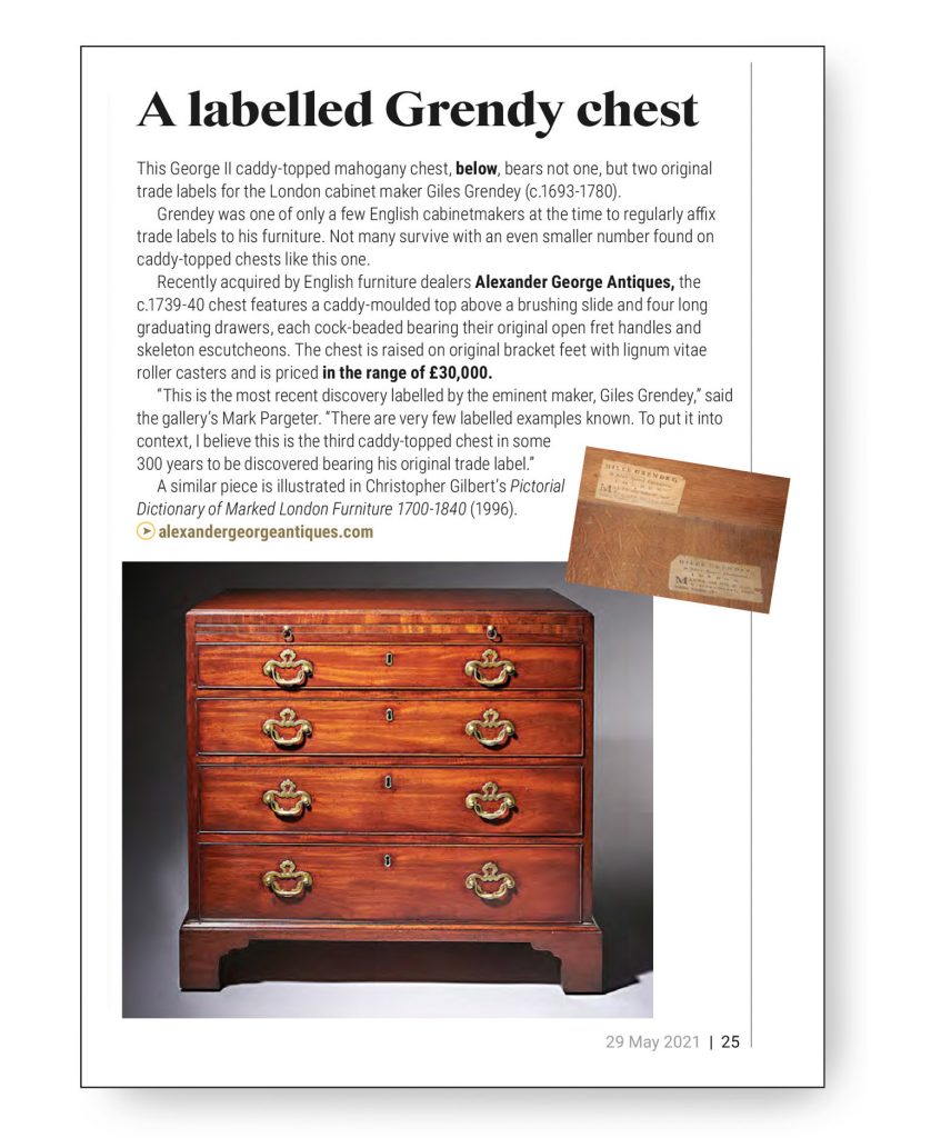 "A labelled Grendey Chest" - Featured by the Antiques Trade Gazette, May 29th 2021. 6