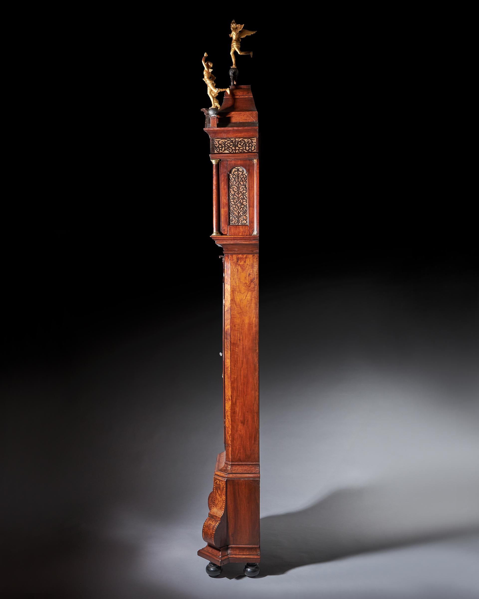 Magnificent 18th Century Striking Dutch Amsterdam Burl Walnut Longcase Clock 5