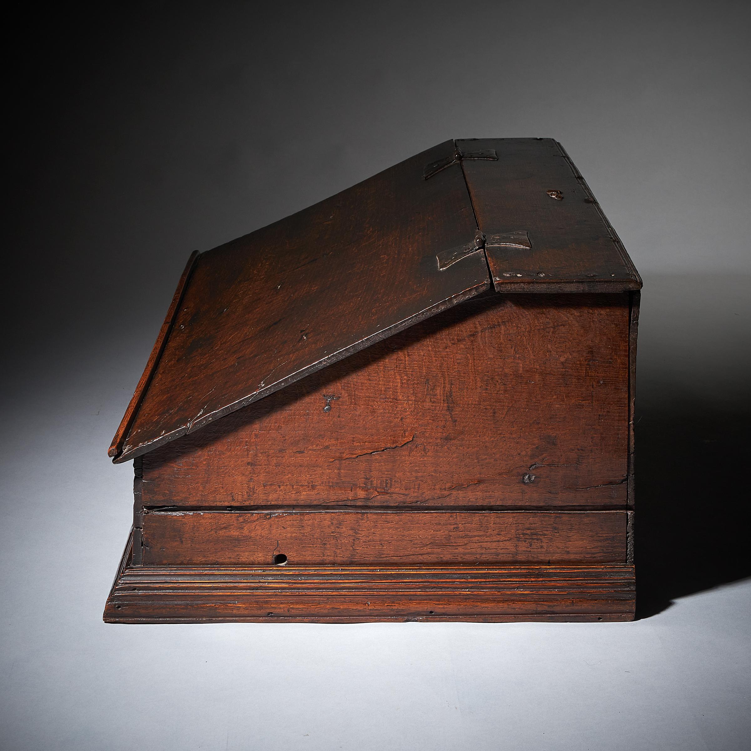 17th Century Charles II Carved Oak Writing Box or Desk Box circa 1660 England 3