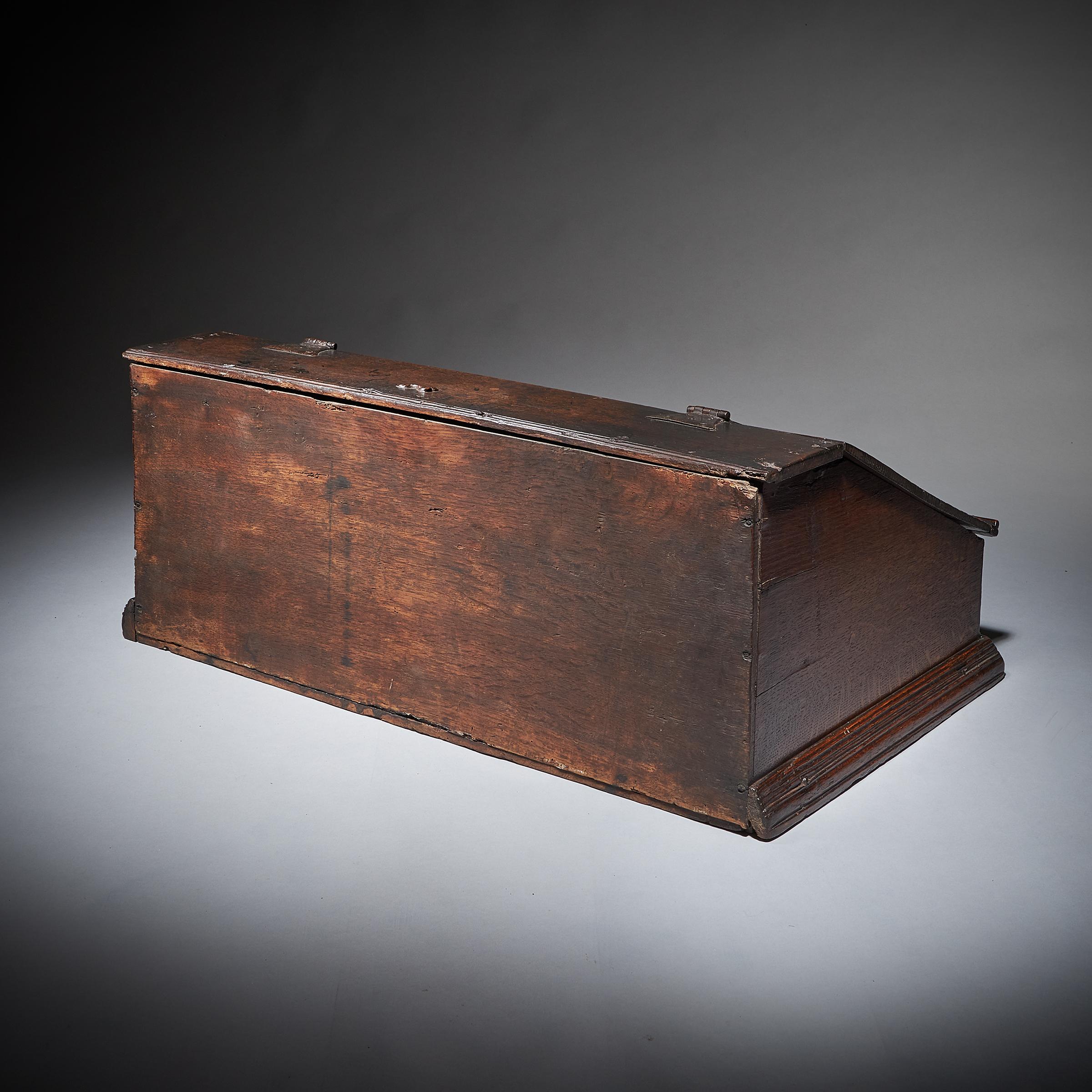 17th Century Charles II Carved Oak Writing Box or Desk Box circa 1660 England 4