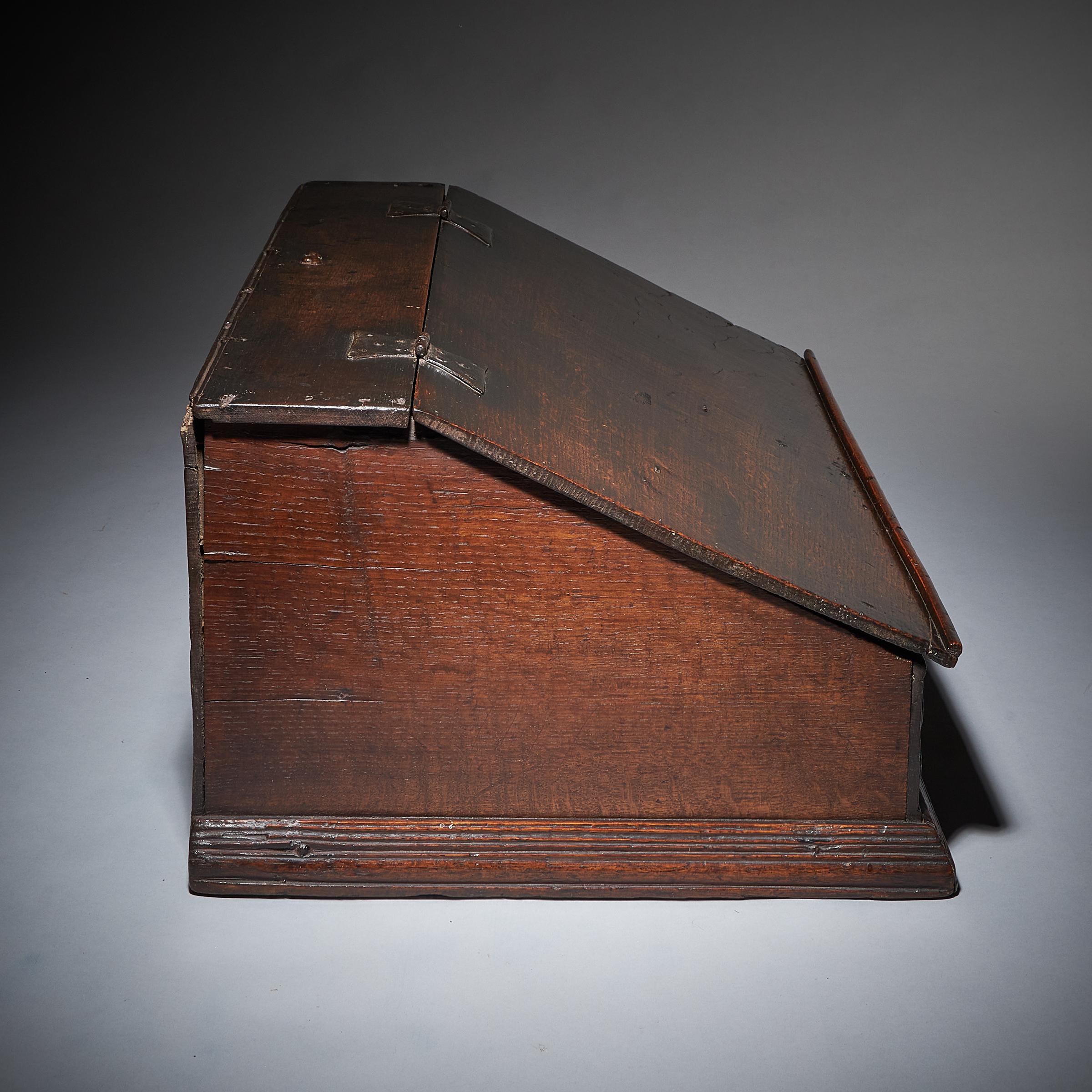 17th Century Charles II Carved Oak Writing Box or Desk Box circa 1660 England 5