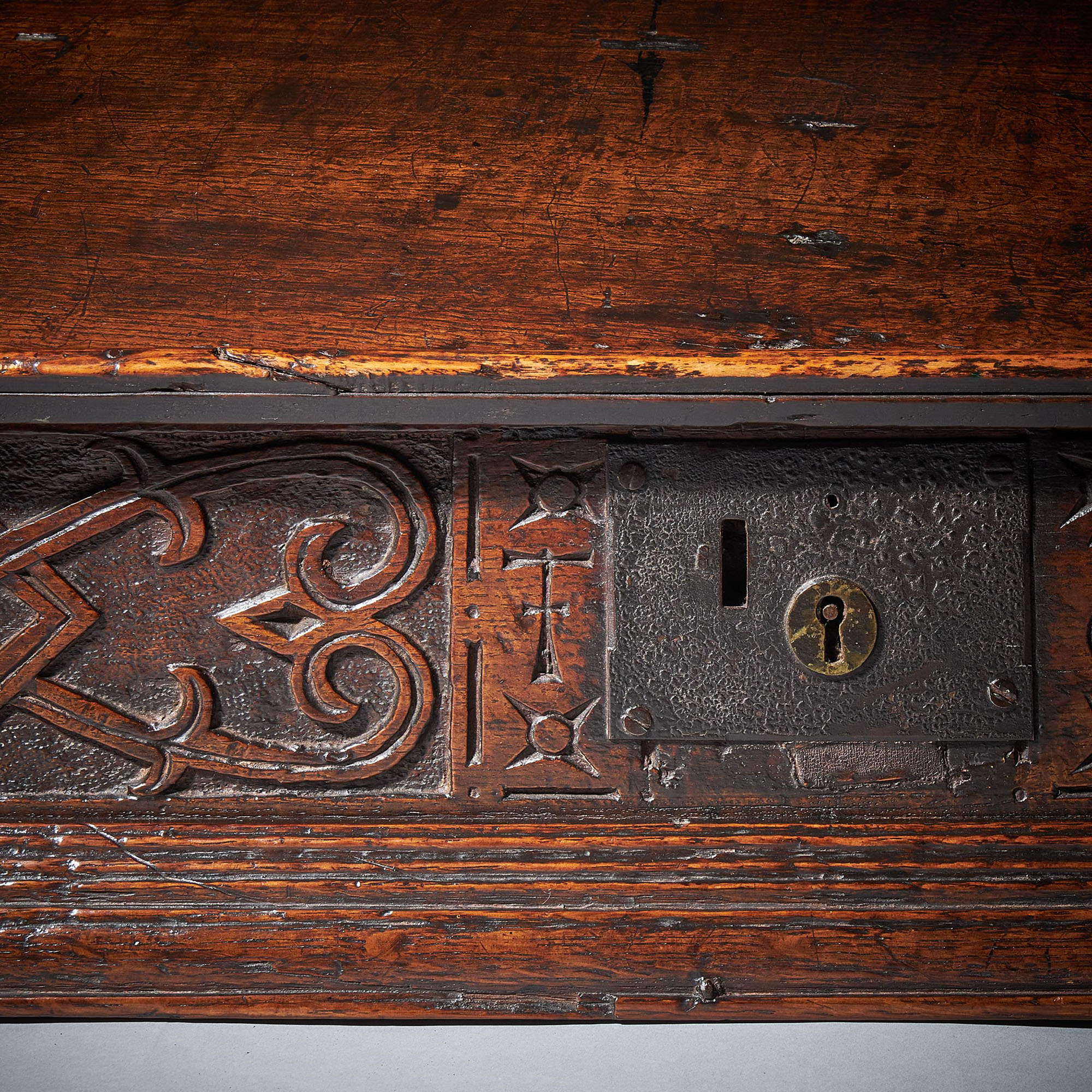17th Century Charles II Carved Oak Writing Box or Desk Box circa 1660 England 7