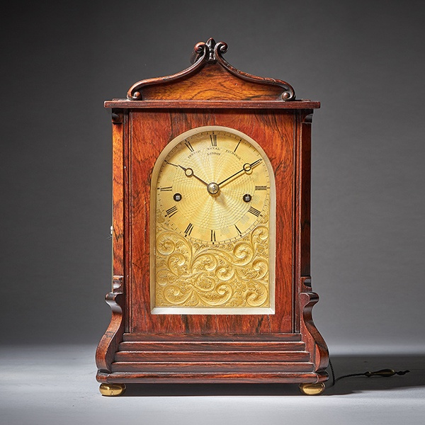 Striking George IV Eight-Day Rosewood Pagoda Library Clock by French, London