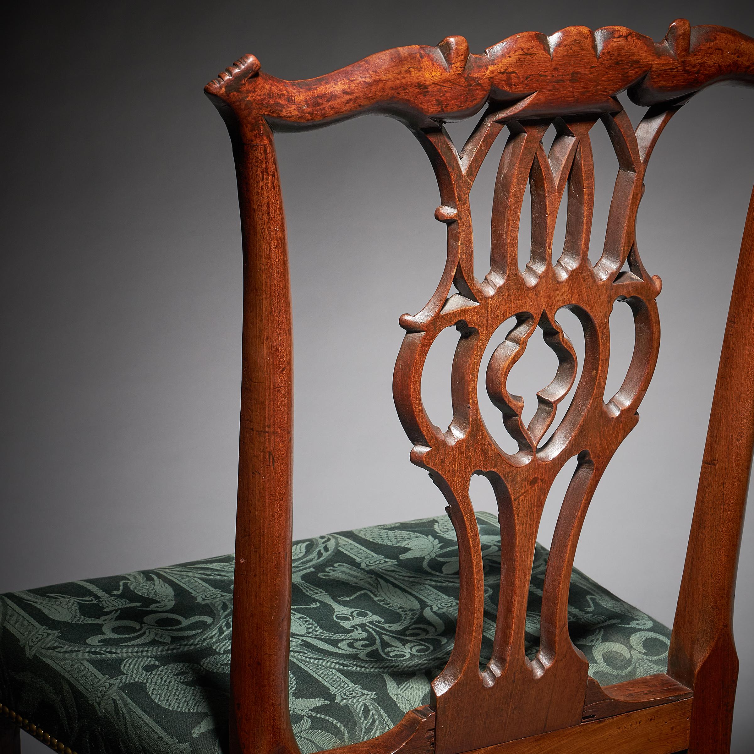 Pair of 18th Century George III Carved Mahogany Chippendale Chairs 6