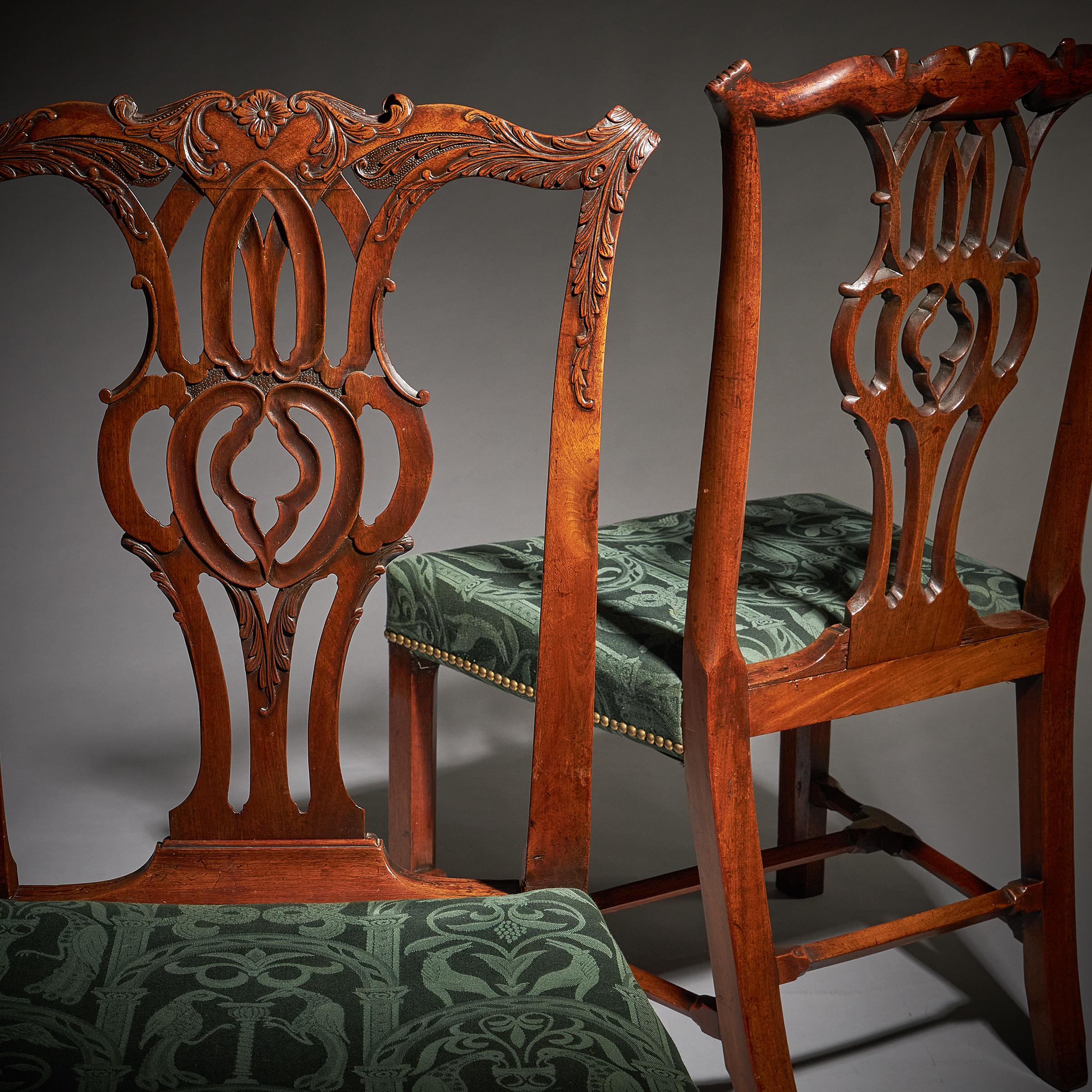 Pair of 18th Century George III Carved Mahogany Chippendale Chairs 7