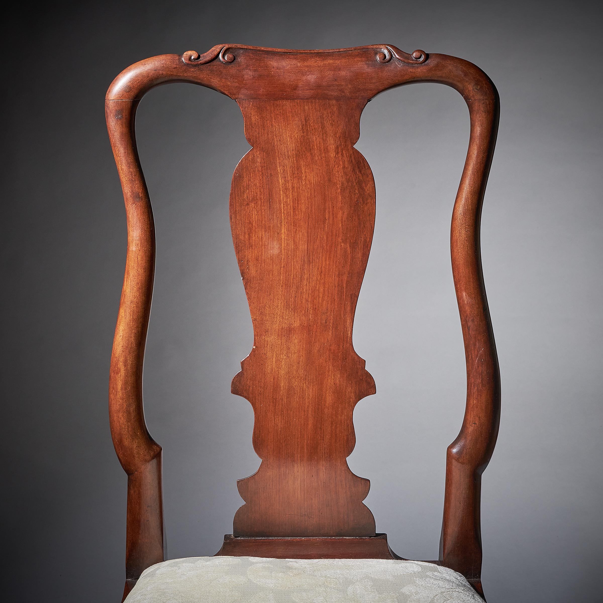Pair of George I 18th Century Carved Mahogany Chairs, Circa 1720 6