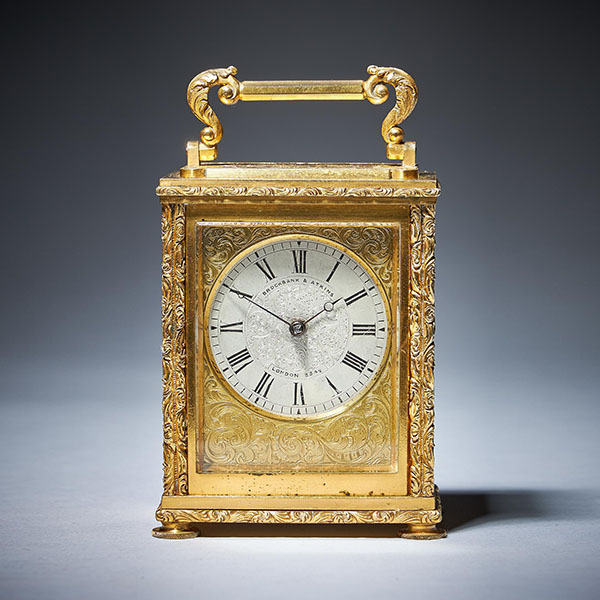 Antique Furniture Sales | Alexander George Fine Antiques 33 Very Rare English Carriage Clock Signed Brockbank & Atkins London