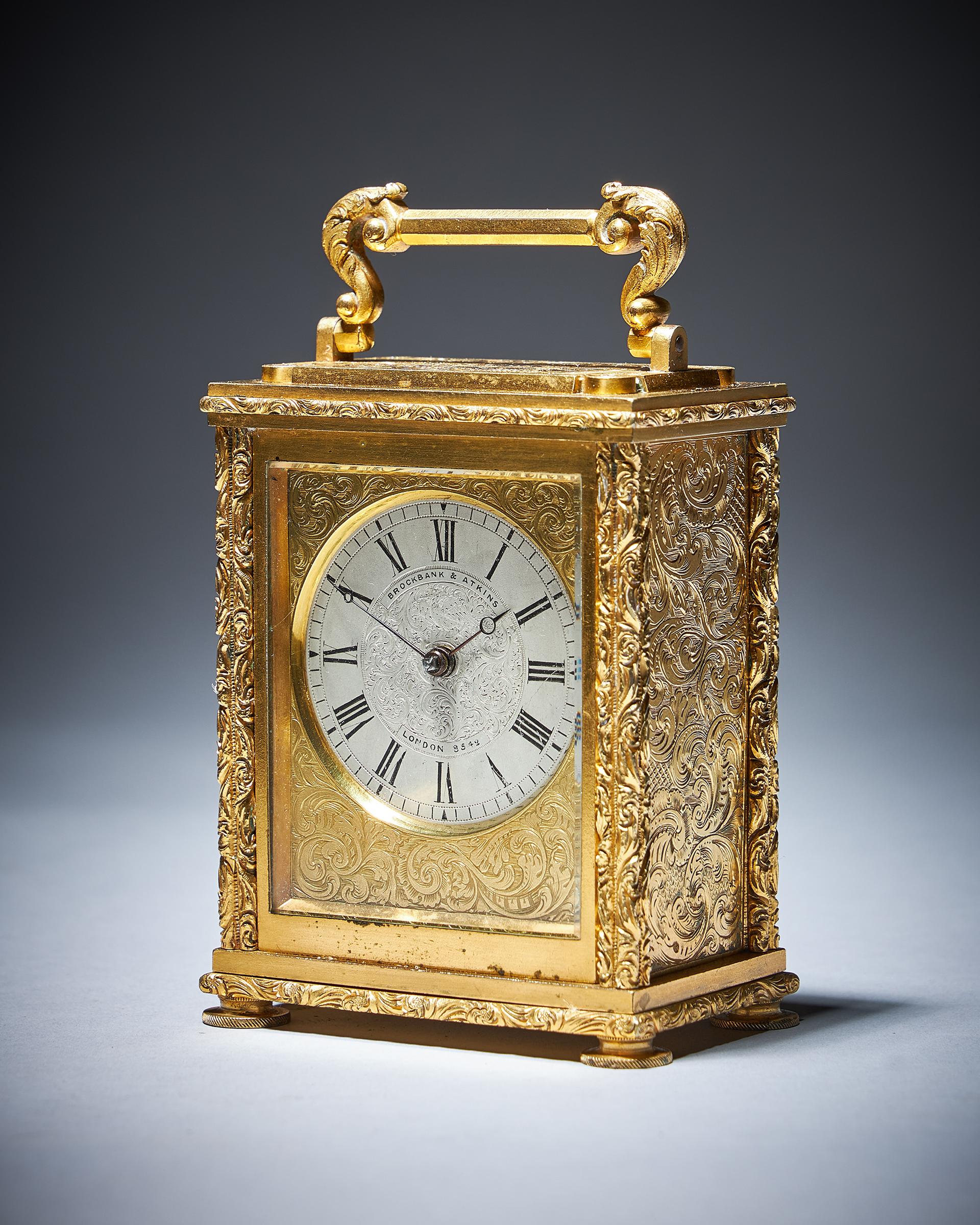 Very Rare English Carriage Clock Signed Brockbank & Atkins London 1