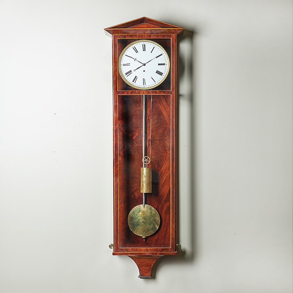 Important Pair of George II Irish Walnut Console Tables, breccia Violat Marble 50 Fine Eight Day 19th Century Architectural Vienna Biedermeier Regulator Clock