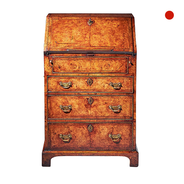 Important Pair of George II Irish Walnut Console Tables, breccia Violat Marble 37 Important Early George II Burr Walnut Diminutive Bureau / Bachelors C.1730