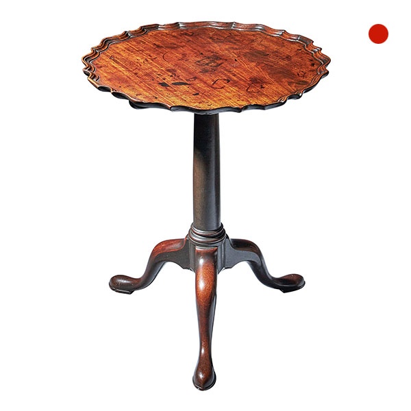 Important Pair of George II Irish Walnut Console Tables, breccia Violat Marble 48 George II Gun Barrel Mahogany Tripod Table, circa 1740-1750