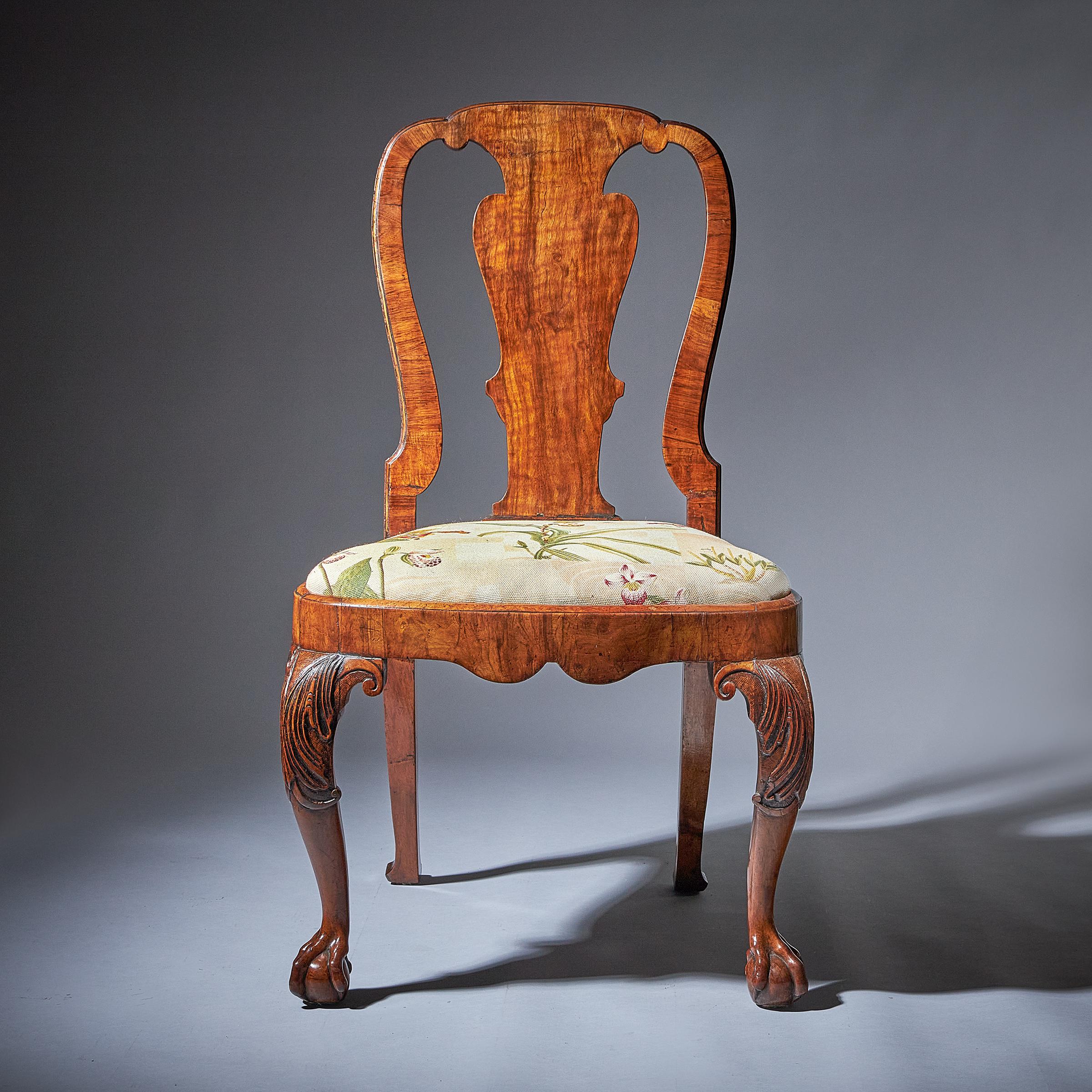 Pair of 18th Century George I Carved Walnut Chairs 1