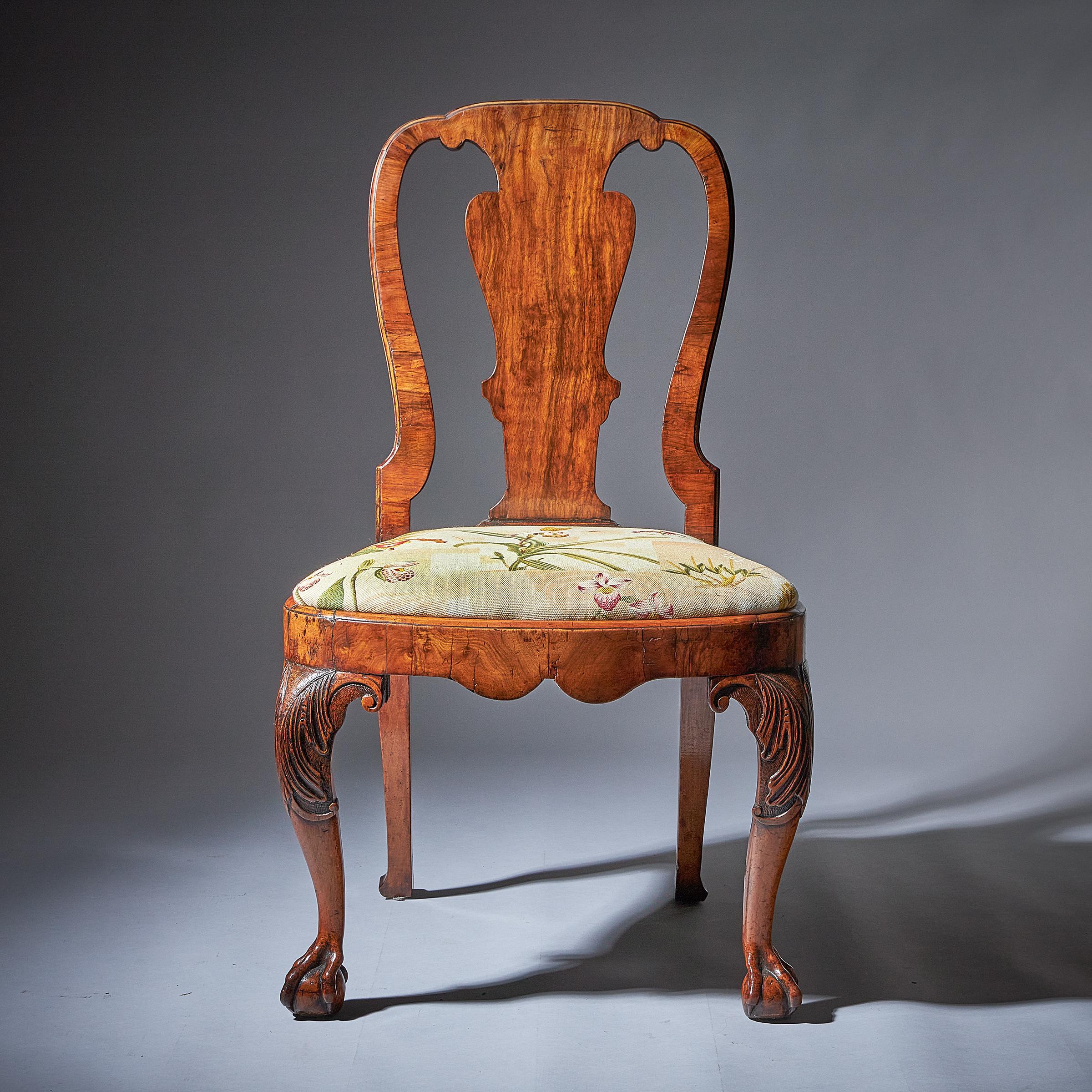 Pair of 18th Century George I Carved Walnut Chairs 2
