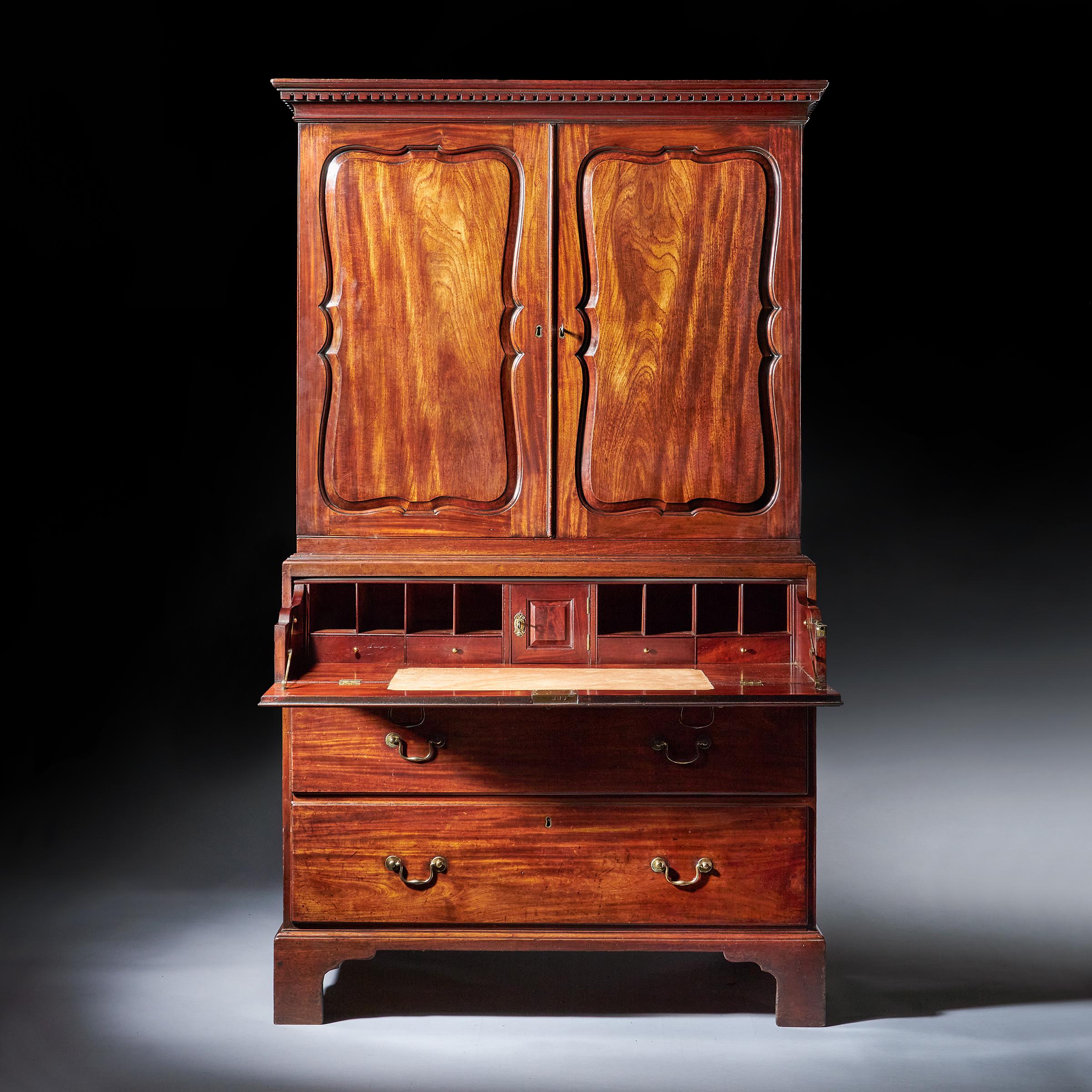 18th-Century George II Mahogany Secretaire Linen Press, Attributed, Giles Grendey 2