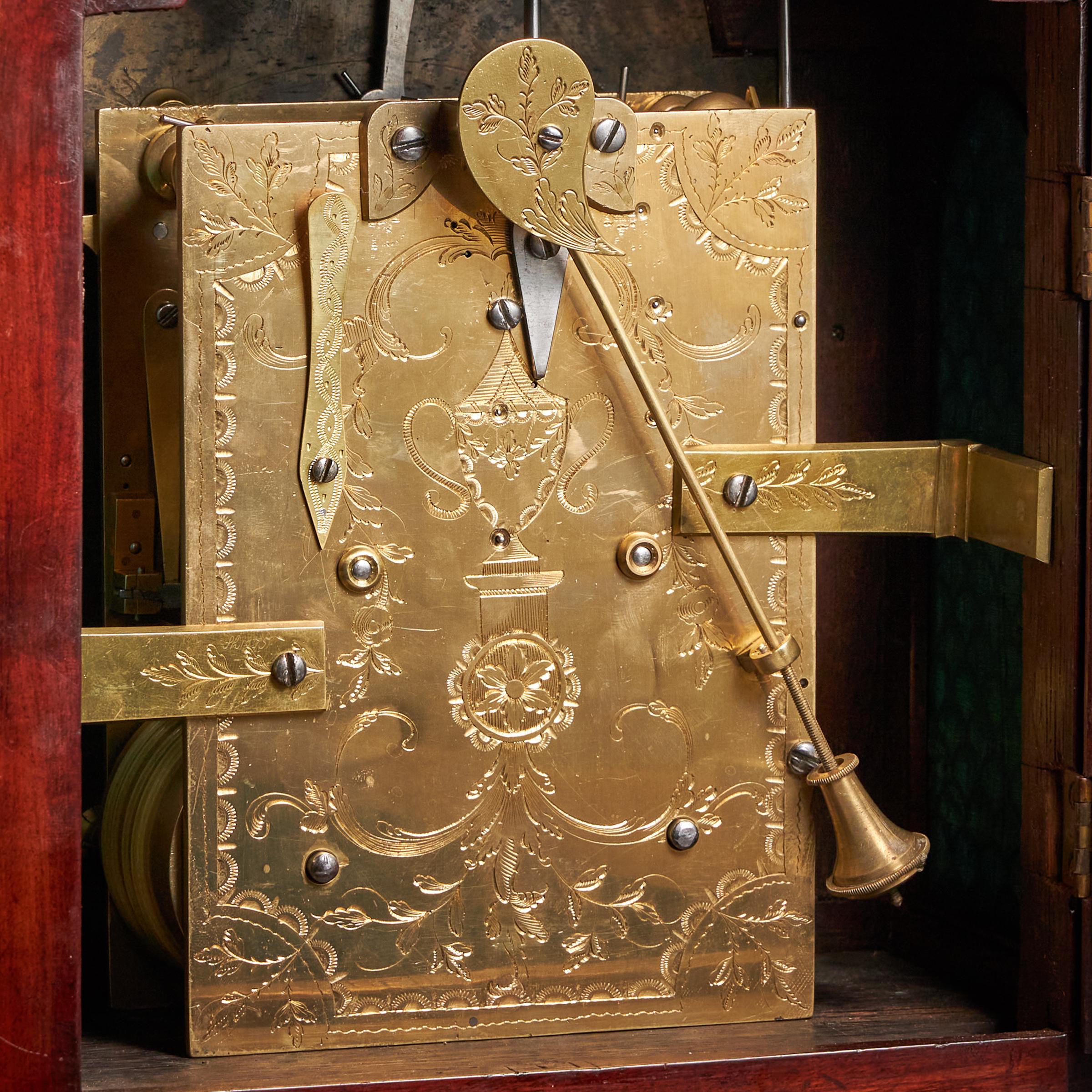 18th Century George III Figured Mahogany Three Pad Striking Bracket Clock 7
