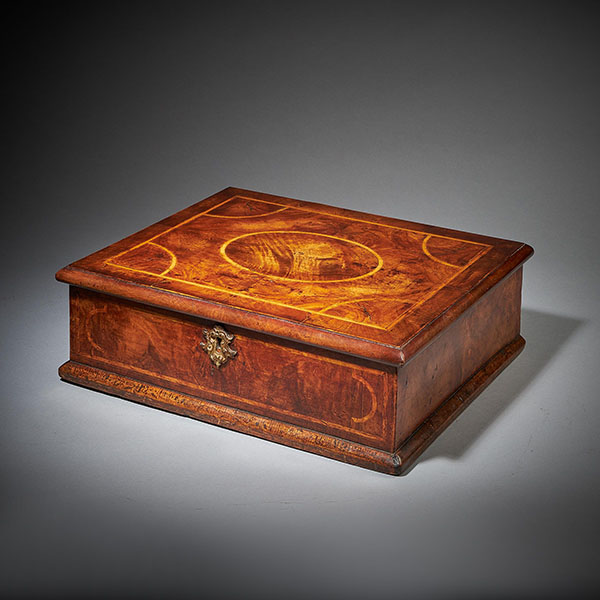 A Rare Figured Walnut Queen Anne – George I Lace Box, circa 1700-1720.