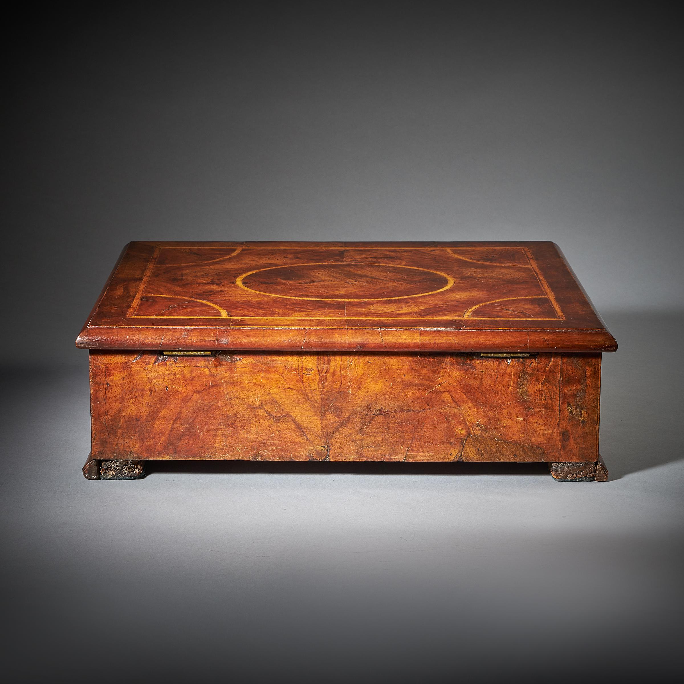 A Rare Figured Walnut Queen Anne - George I Lace Box, circa 1700-1720. 4