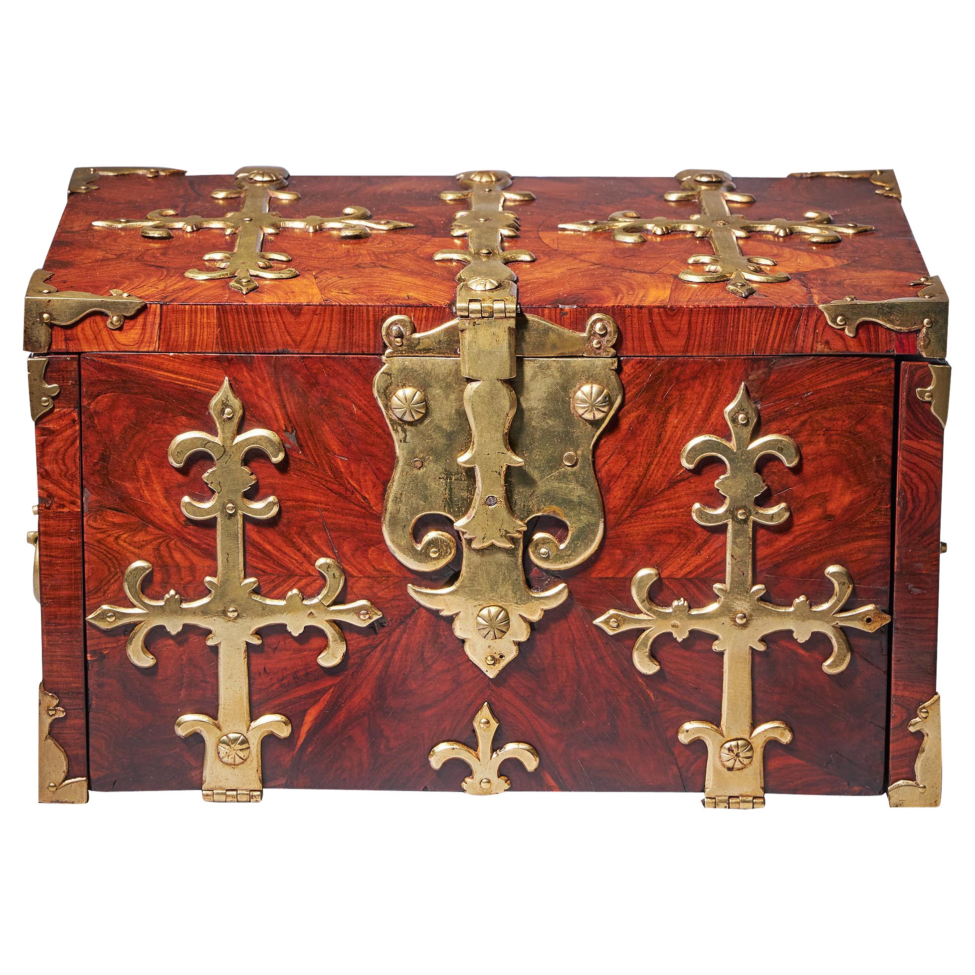17th C. Diminutive William and Mary Kingwood Strongbox or Coffre Fort, C. 1690. 1