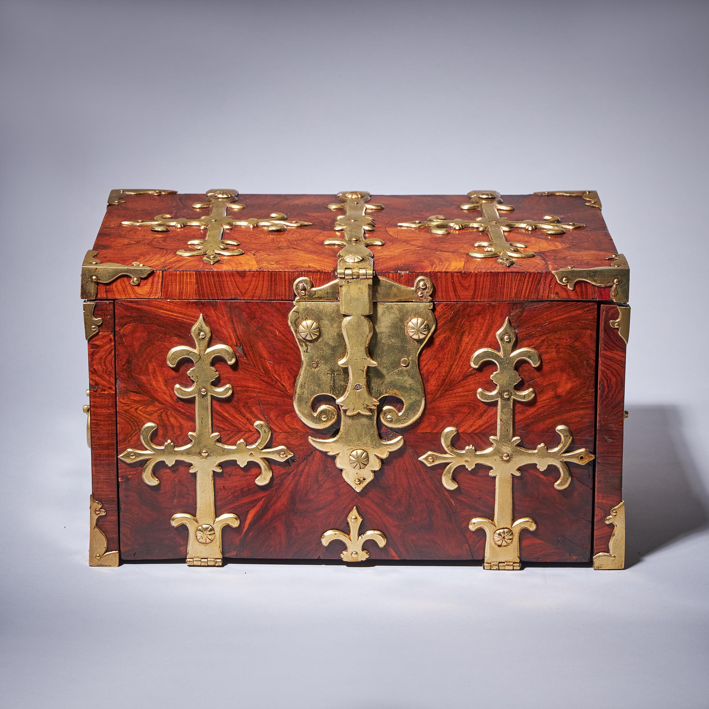17th C. Diminutive William and Mary Kingwood Strongbox or Coffre Fort, C. 1690. 2