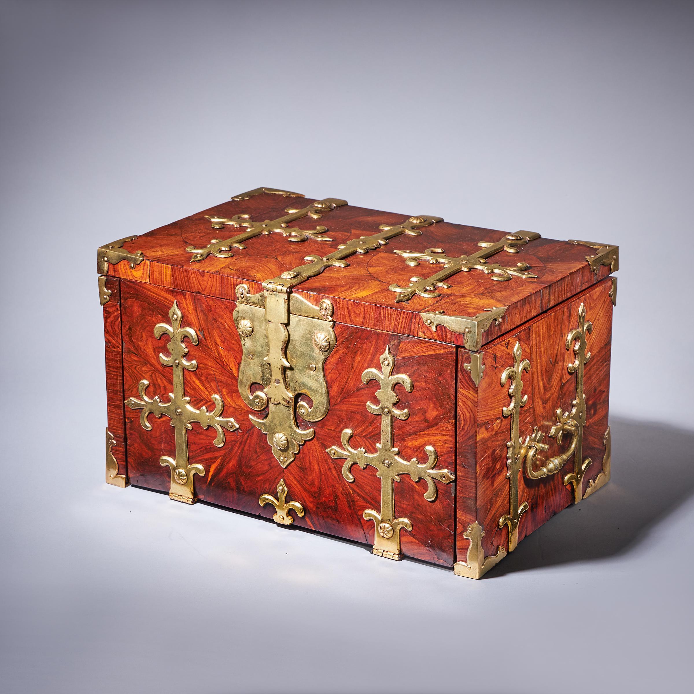 17th C. Diminutive William and Mary Kingwood Strongbox or Coffre Fort, C. 1690. 3