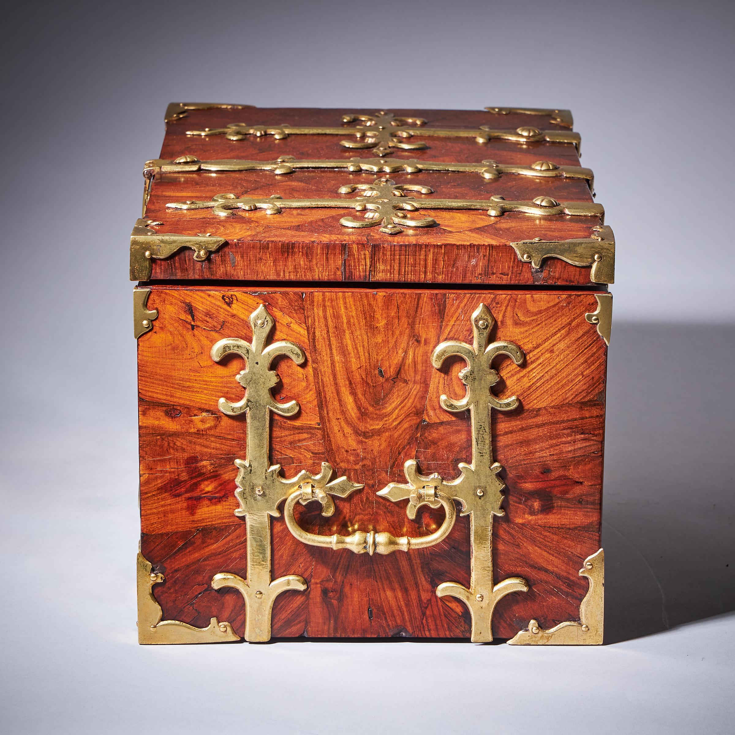 17th C. Diminutive William and Mary Kingwood Strongbox or Coffre Fort, C. 1690. 4