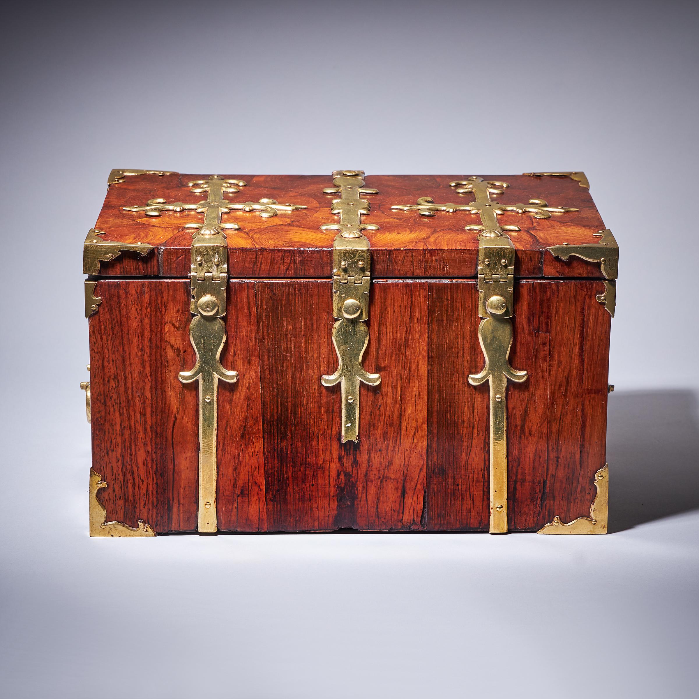 17th C. Diminutive William and Mary Kingwood Strongbox or Coffre Fort, C. 1690. 5