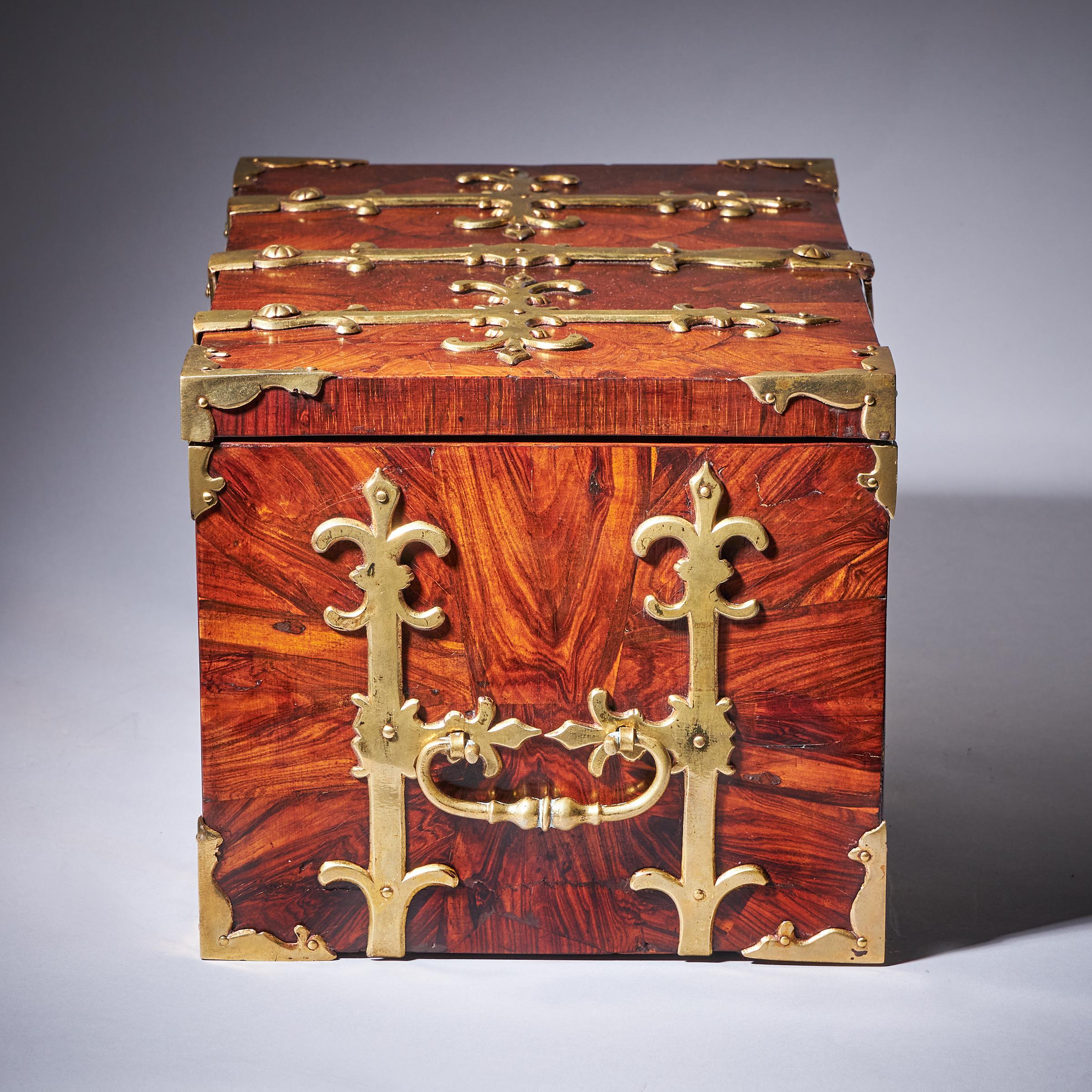 17th C. Diminutive William and Mary Kingwood Strongbox or Coffre Fort, C. 1690. 6