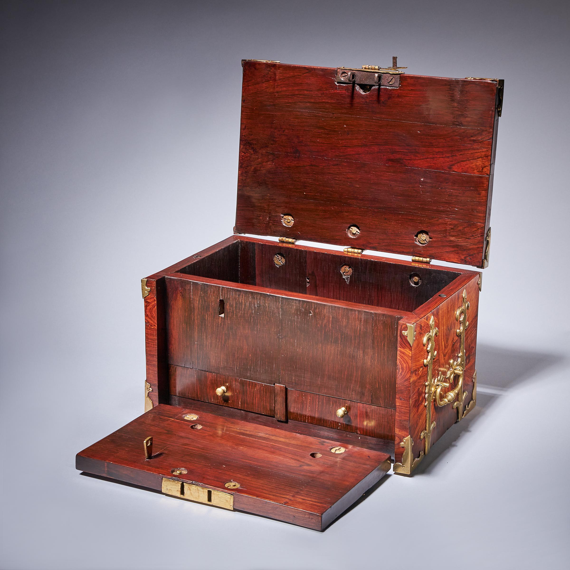 17th C. Diminutive William and Mary Kingwood Strongbox or Coffre Fort, C. 1690. 7