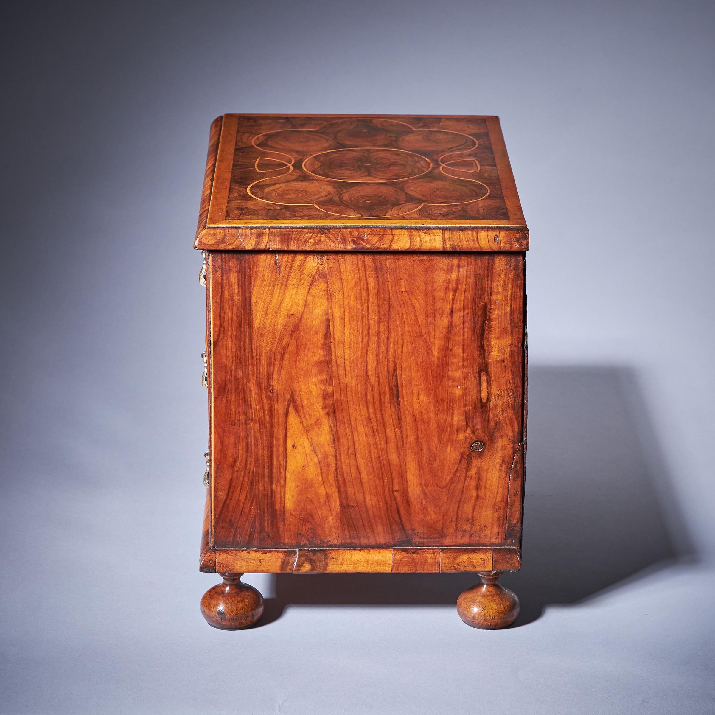 Miniature William and Mary 17th Century Diminutive Olive Oyster Chest, C.1690 4