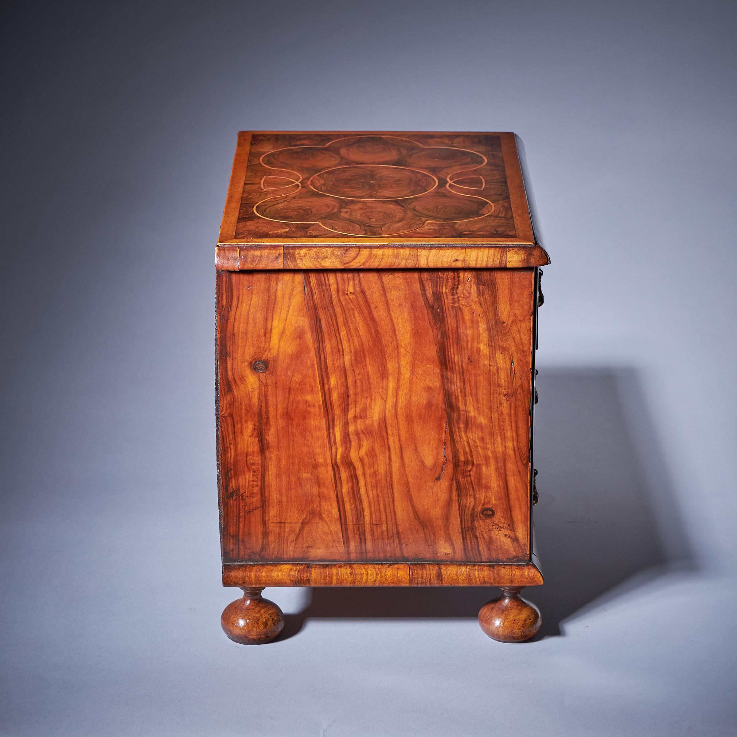 Miniature William and Mary 17th Century Diminutive Olive Oyster Chest, C.1690 5