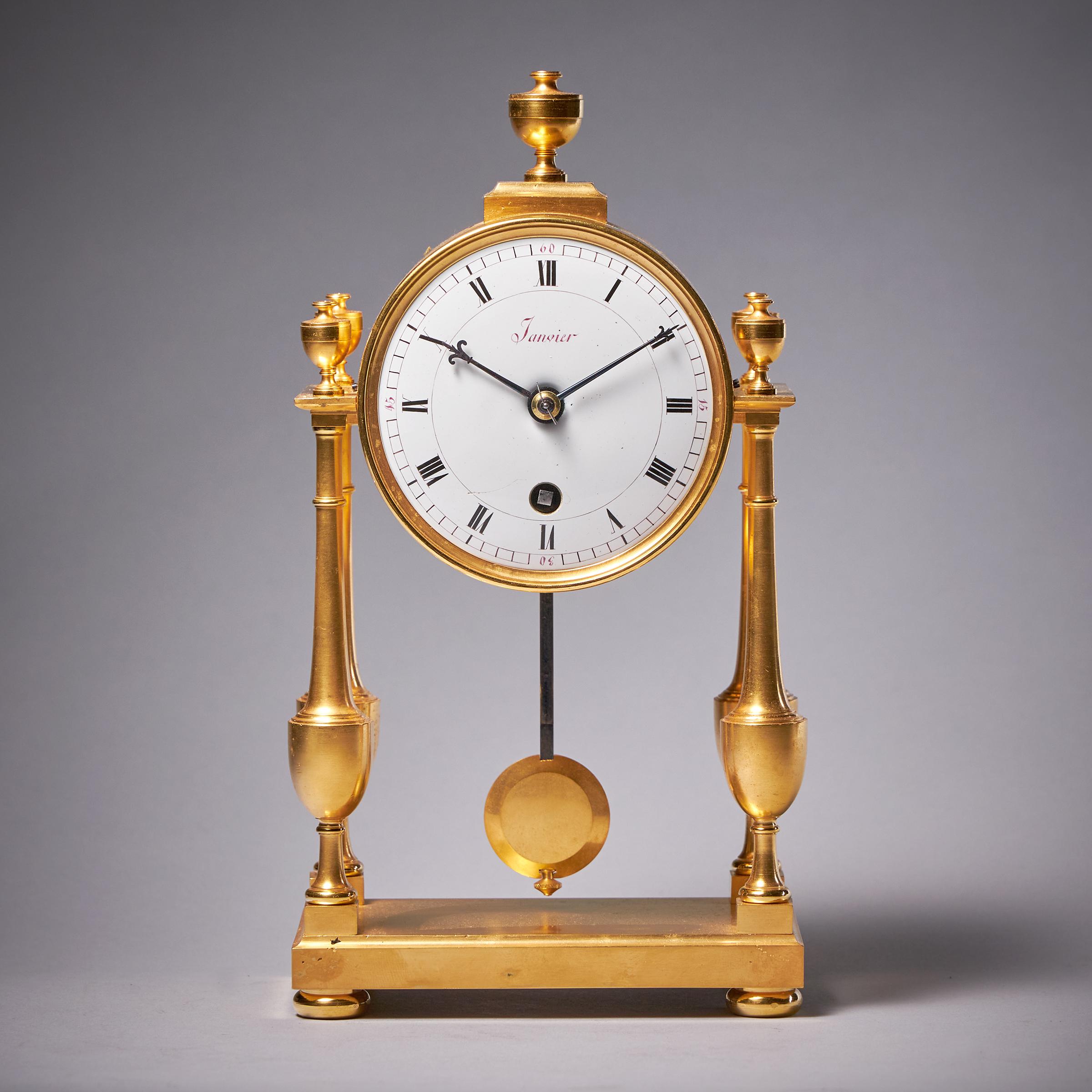 Small Proportioned Elegant Portico Mantel Clock by Janvier, c. 1815 1