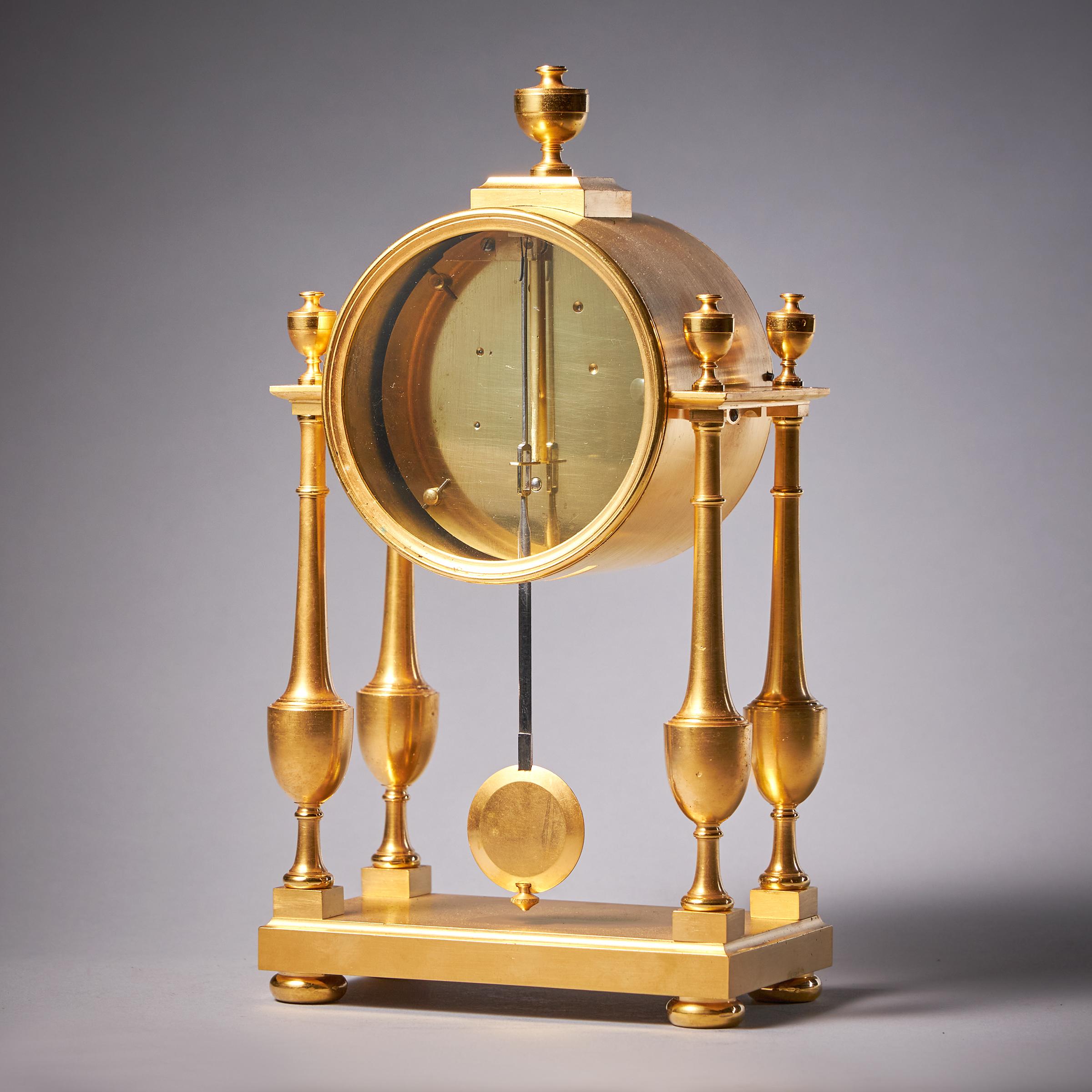 Small Proportioned Elegant Portico Mantel Clock by Janvier, c. 1815 4