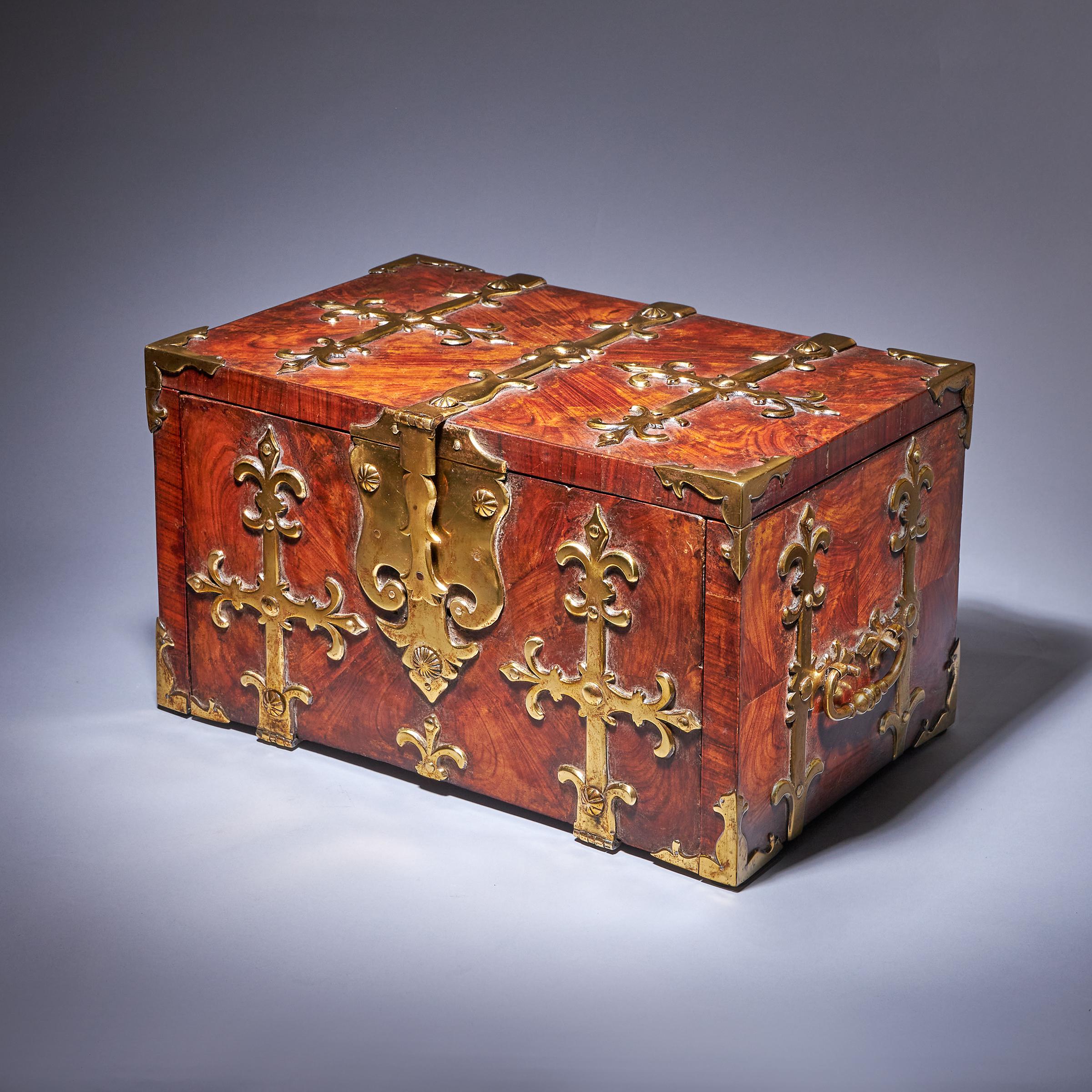 17th-Century Diminutive William and Mary Kingwood Strongbox or Coffre Fort, C. 1690. 2