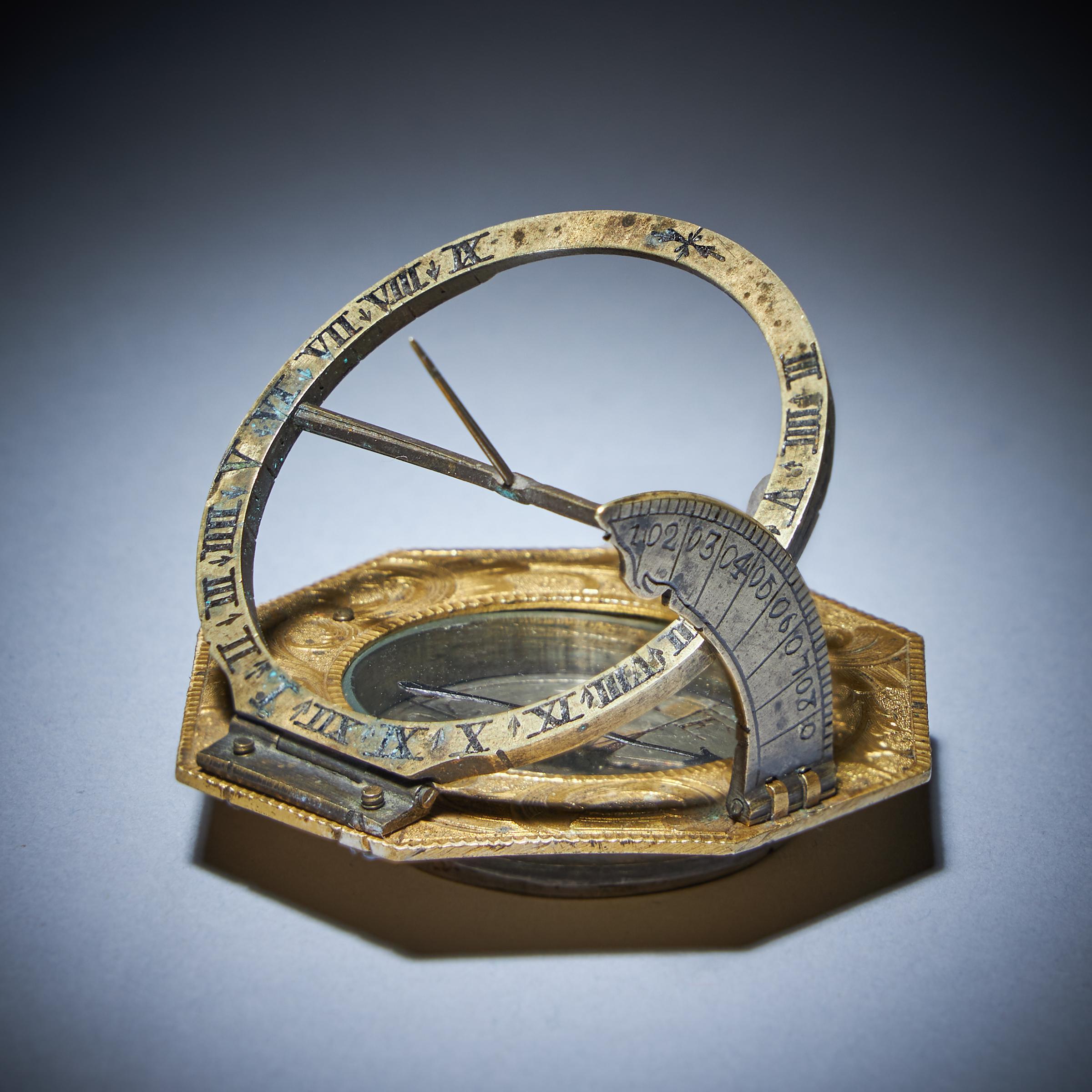 18 Century Equinoctial Pocket Sundial and Compass Ludwig Theodor