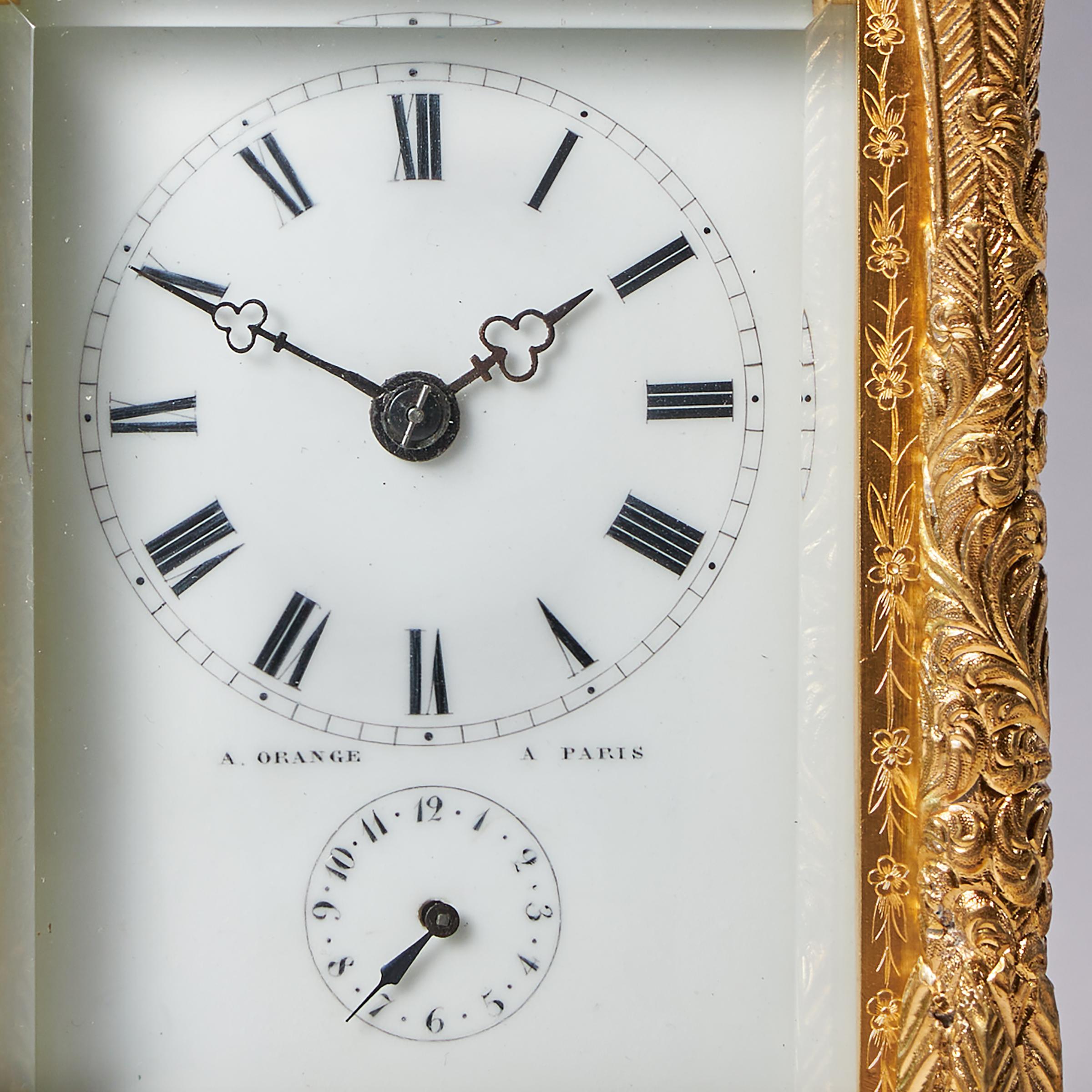 19th Century Eight Day Gilt Brass Carriage Clock with Alarm by Orange, Paris 9