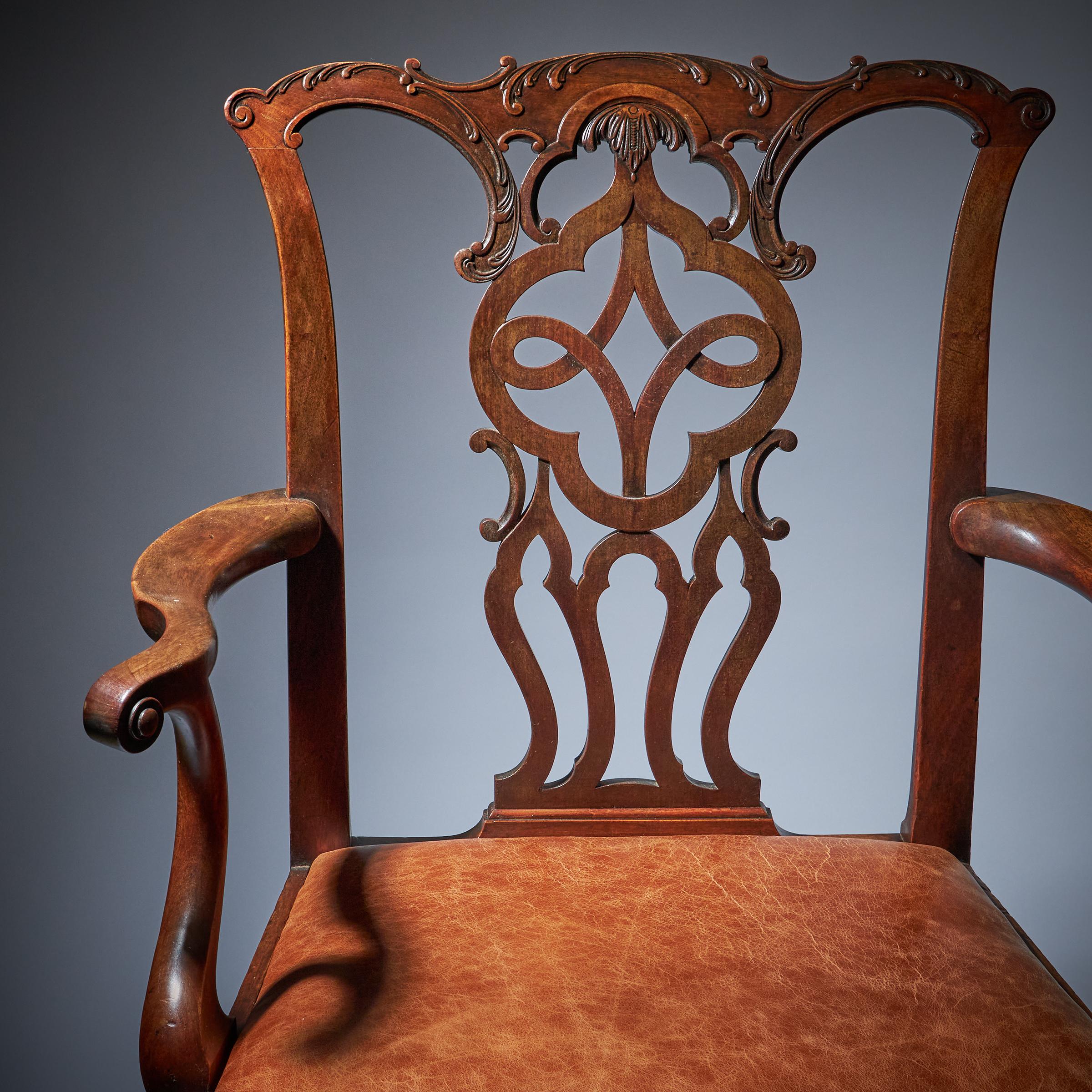 George III 18th Century Mahogany Armchair in the Manner of Thomas Chippendale 10