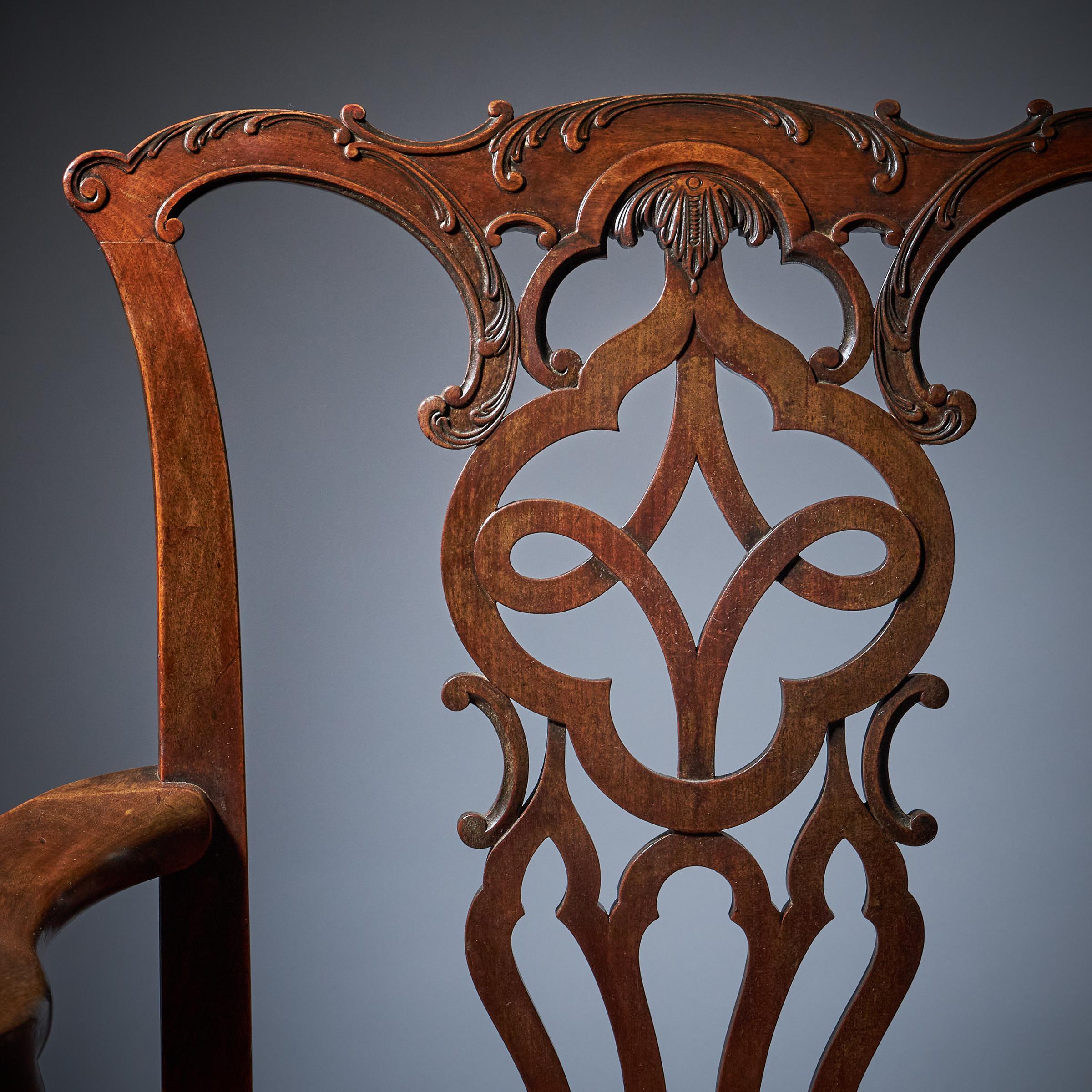George III 18th Century Mahogany Armchair in the Manner of Thomas Chippendale 14