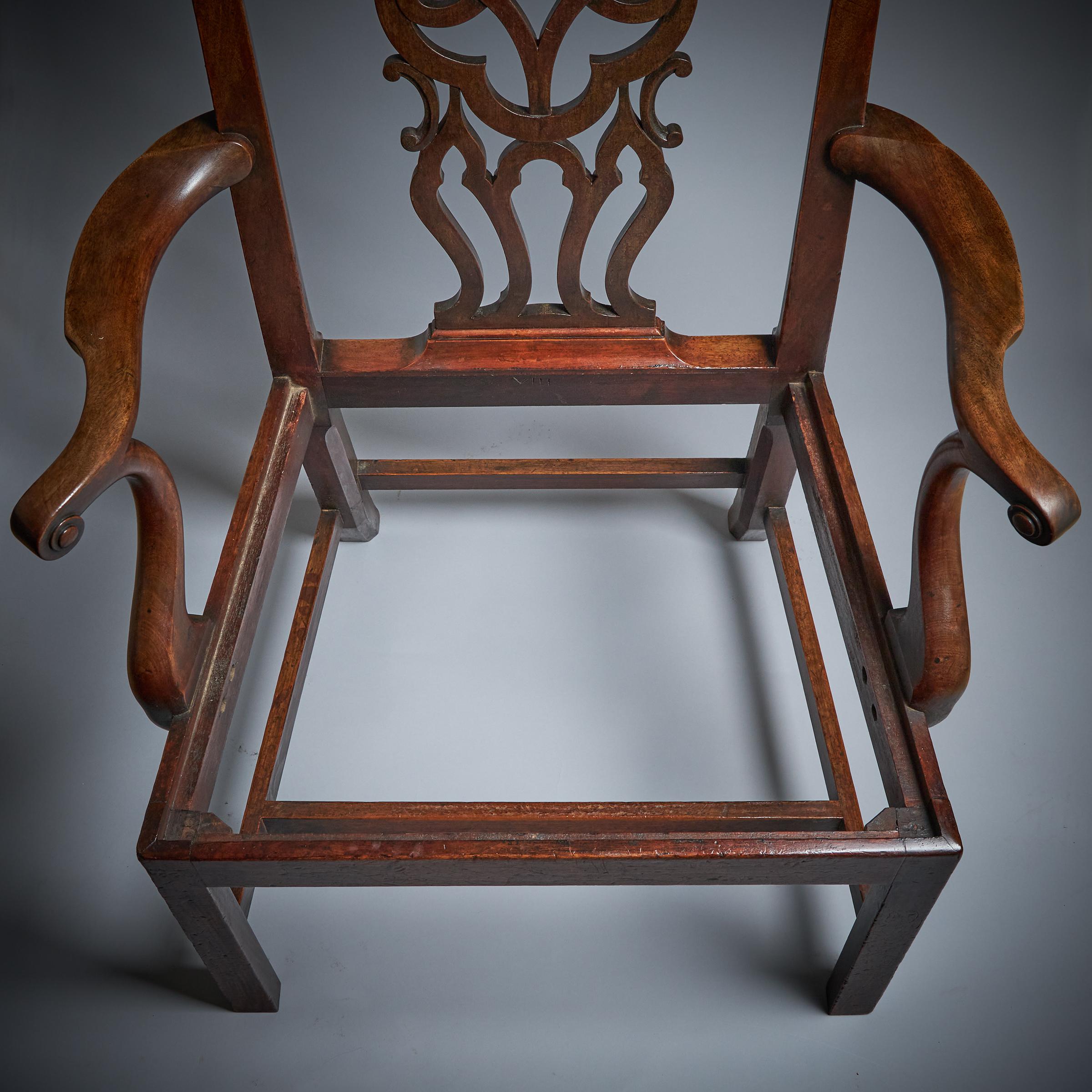 George III 18th Century Mahogany Armchair in the Manner of Thomas Chippendale 16