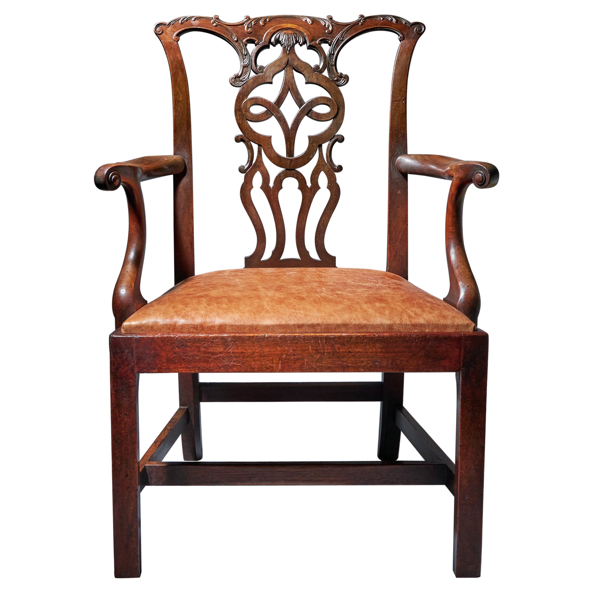 George III 18th Century Mahogany Armchair in the Manner of Thomas Chippendale 19