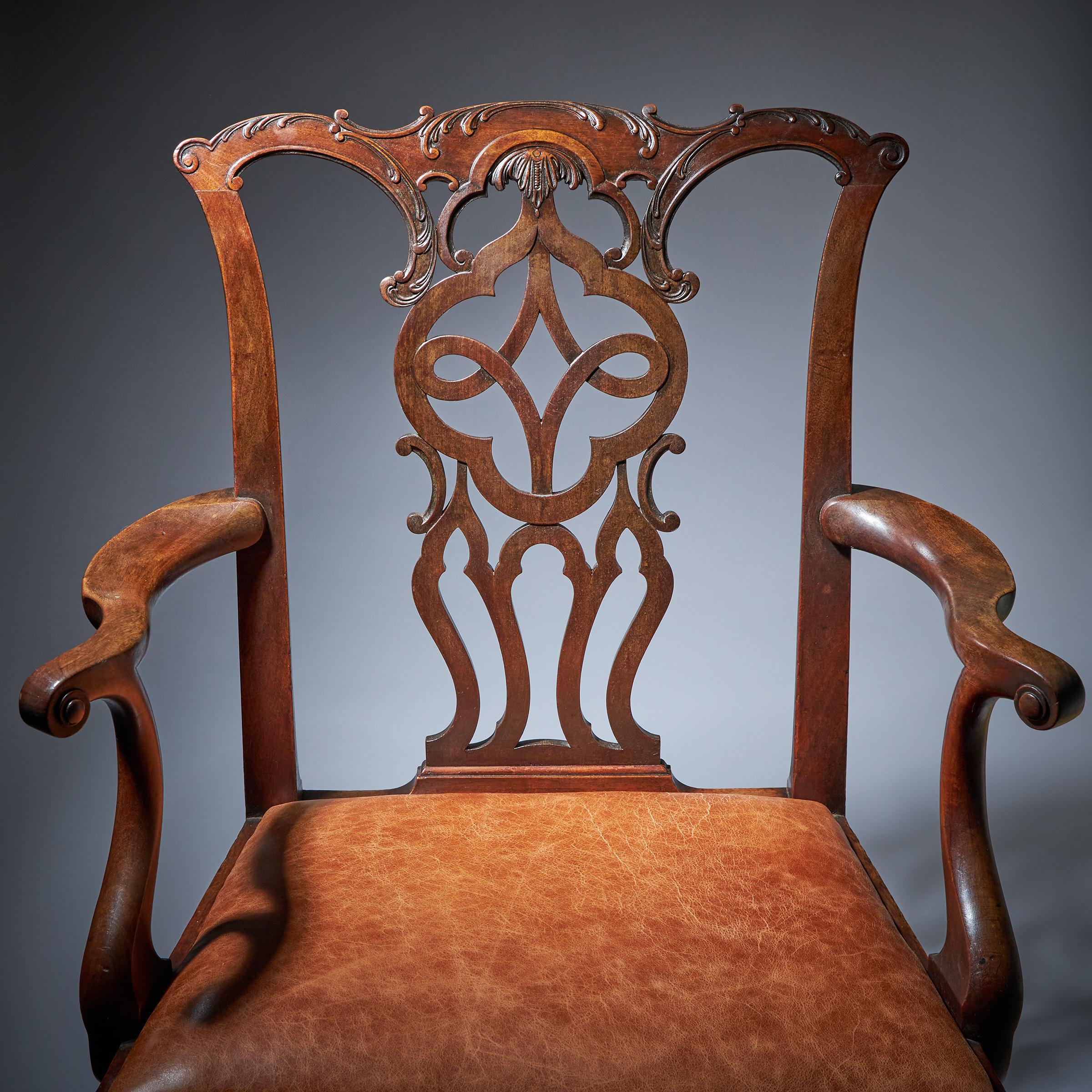 George III 18th Century Mahogany Armchair in the Manner of Thomas Chippendale 8
