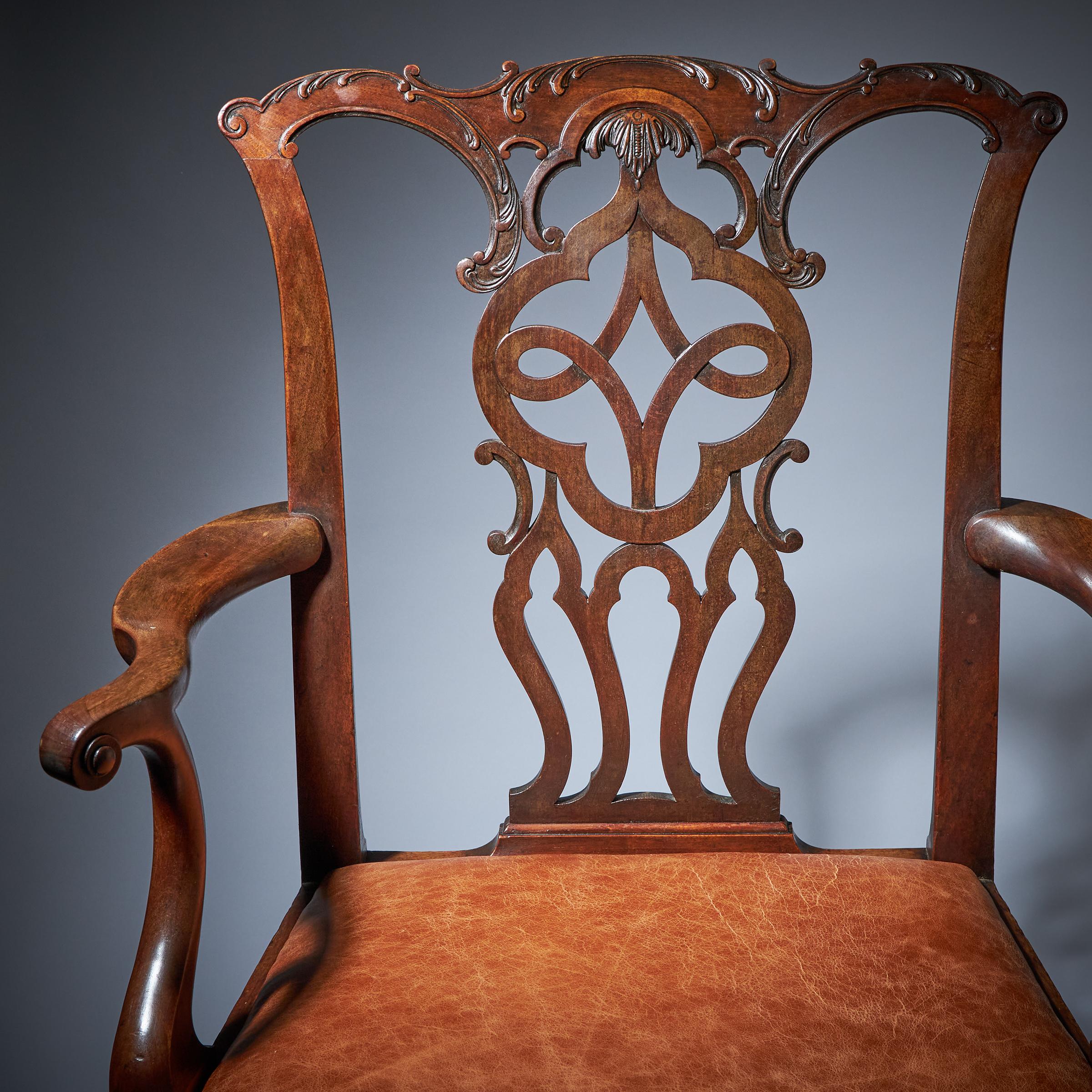 George III 18th Century Mahogany Armchair in the Manner of Thomas Chippendale 9