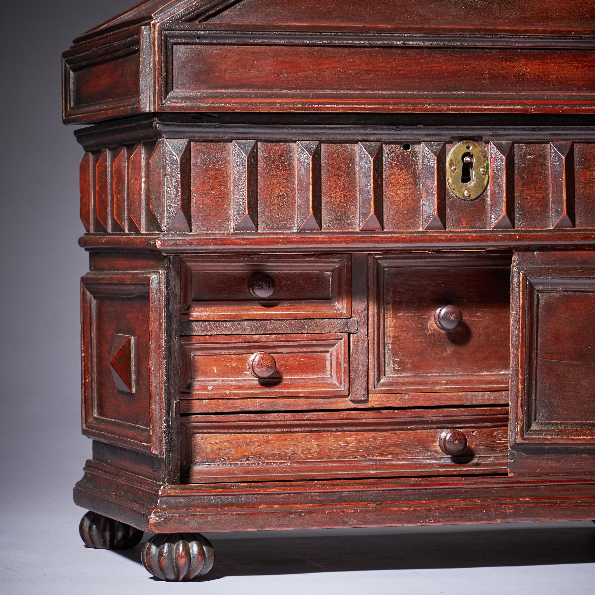 Elizabethan 16th Century Diminutive Cedar Wood Table Casket or Desk Box 7