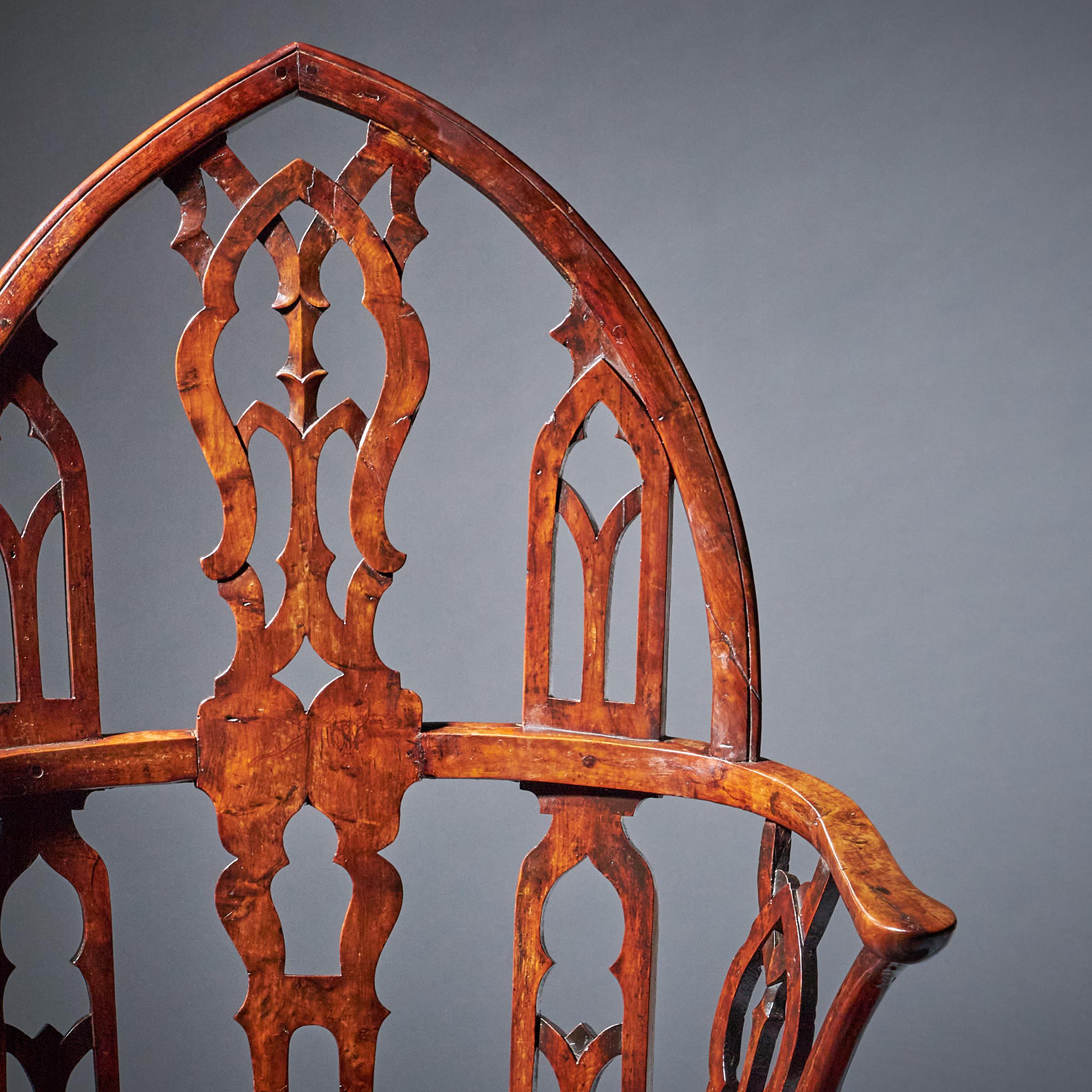 Pair of 18th Century George II Gothic Yew and Elm Windsor Armchairs, circa 1760 10