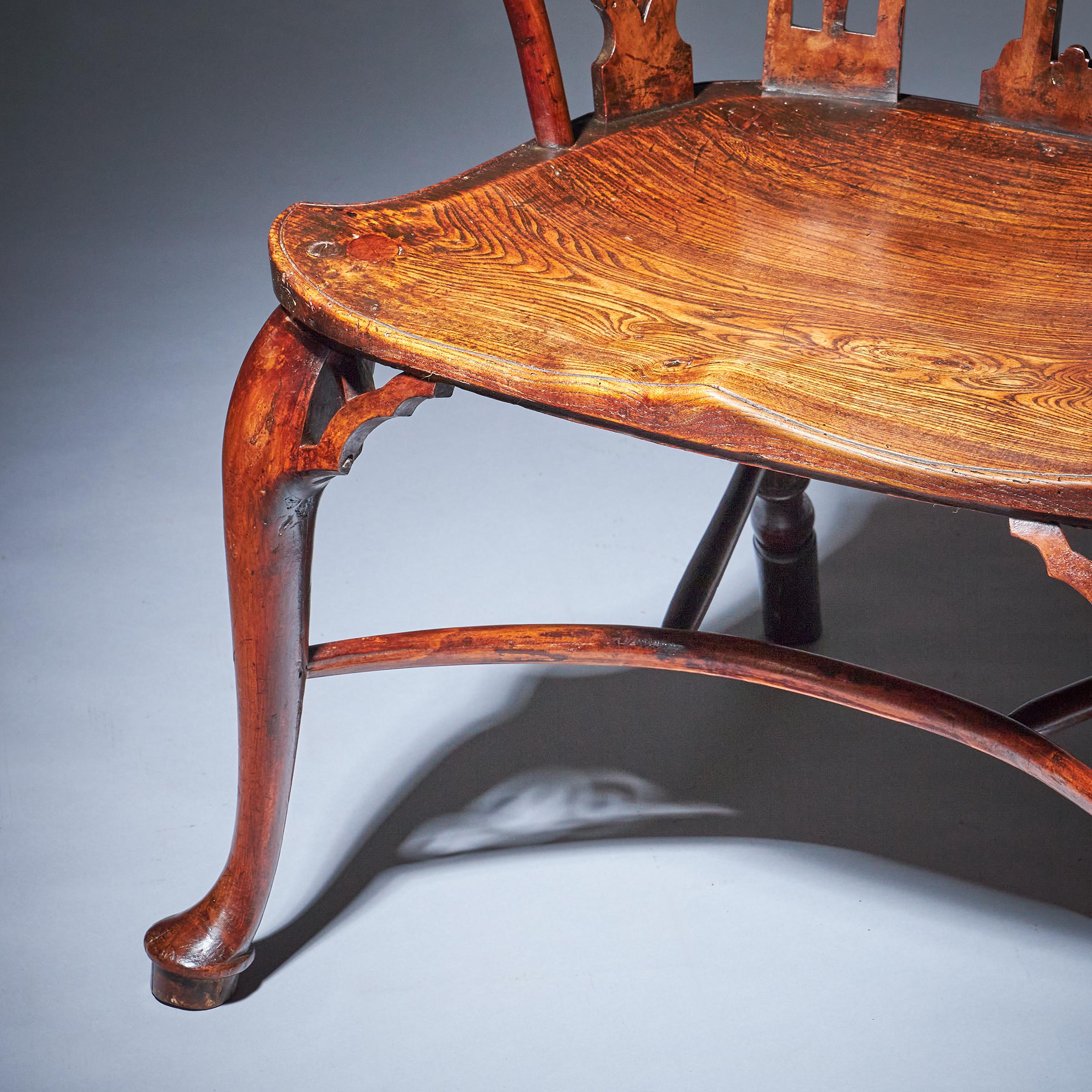 Pair of 18th Century George II Gothic Yew and Elm Windsor Armchairs, circa 1760 2