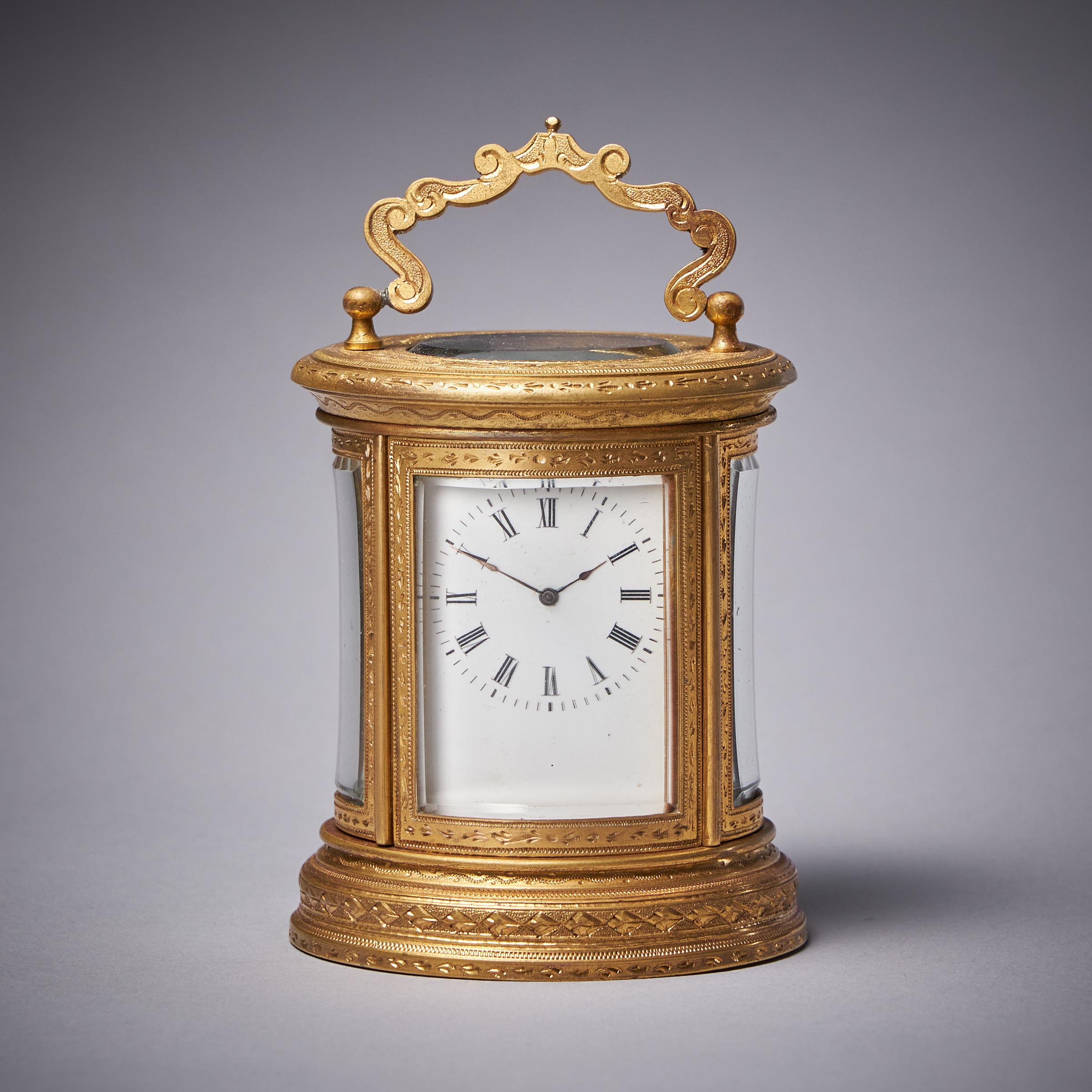 19th Century Eight-Day Miniature Gilt-Brass Carriage Clock with Original Case 3