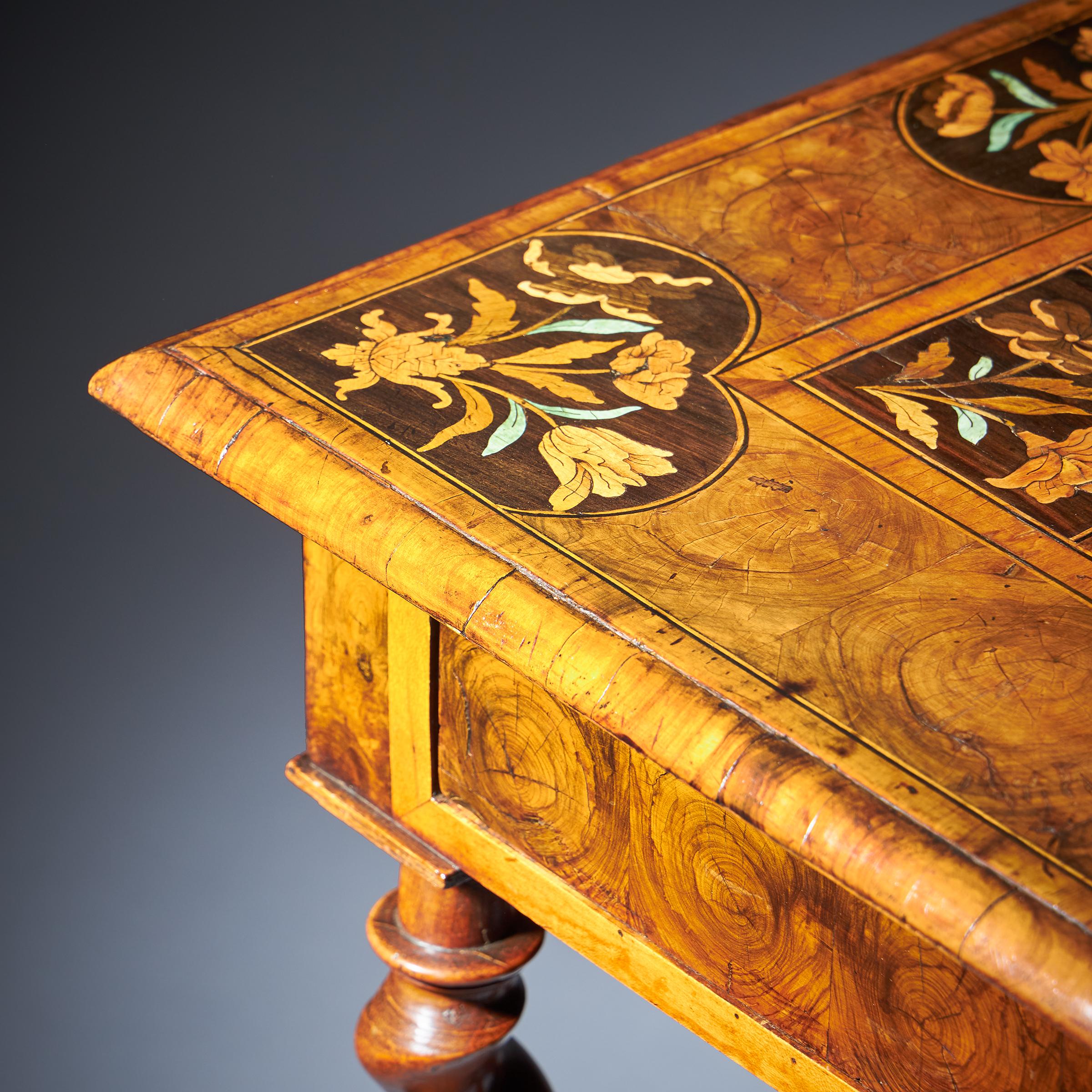 17th Century Charles II Olive Oyster Floral Marquetry Table, Circa 1680-1690 3