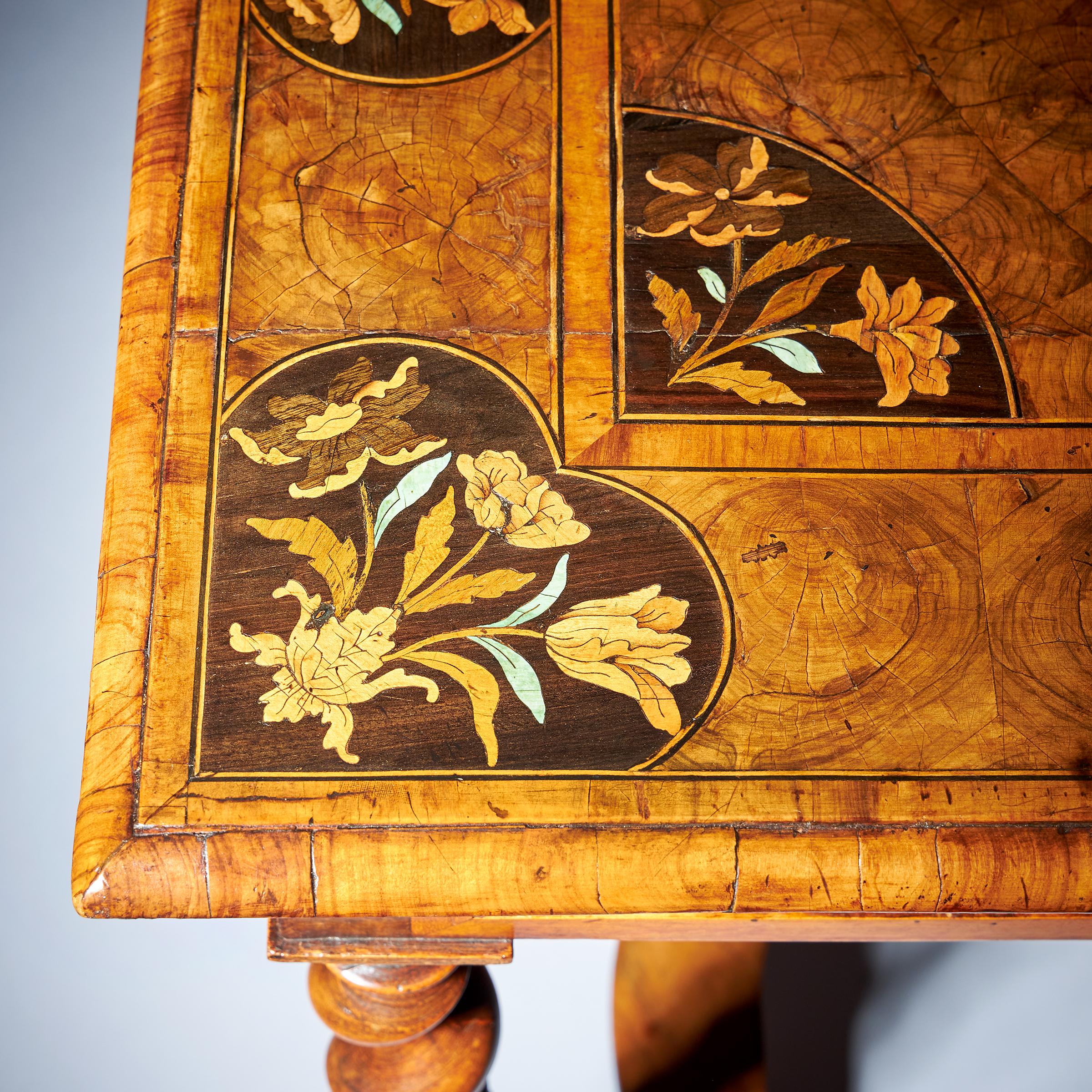 17th Century Charles II Olive Oyster Floral Marquetry Table, Circa 1680-1690 7