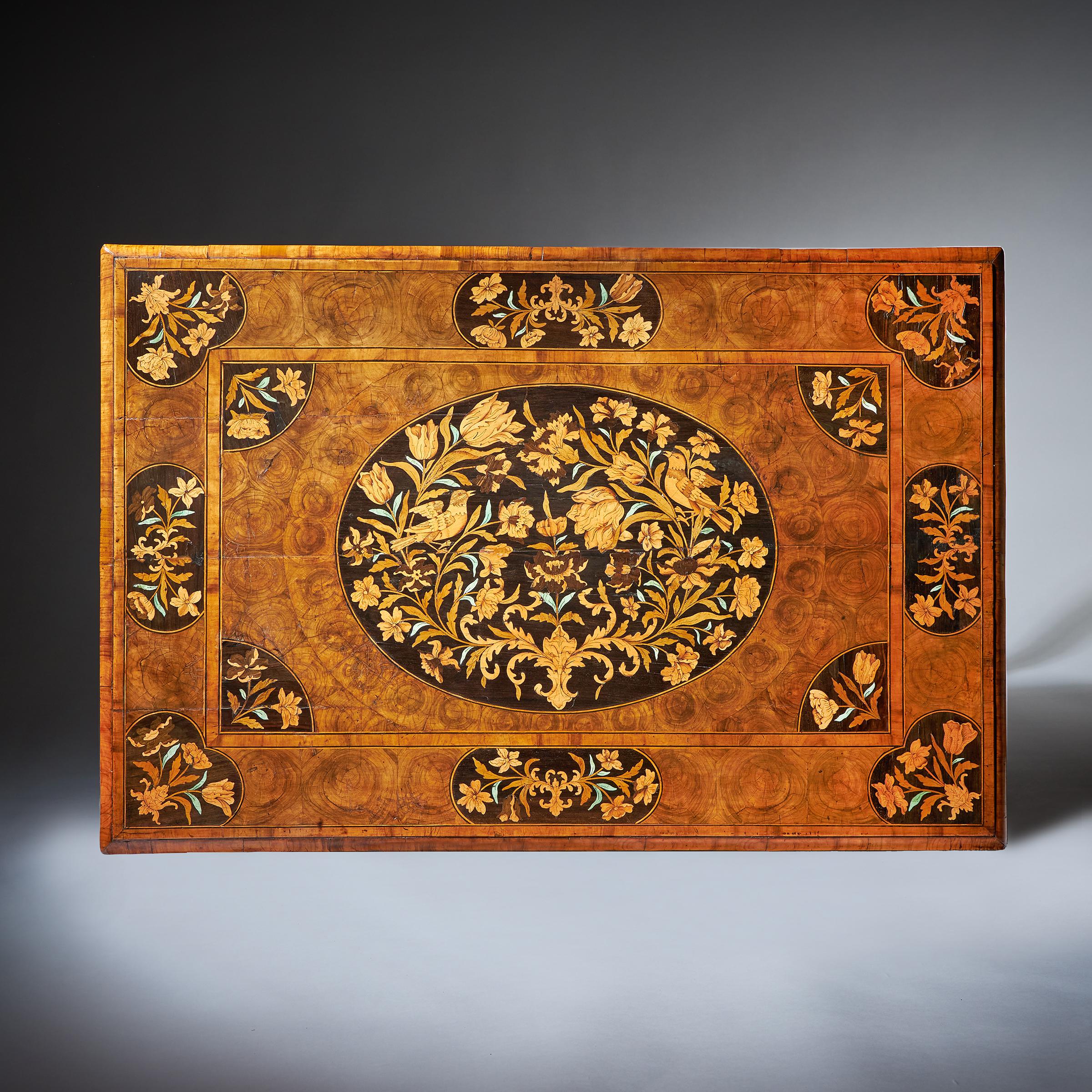 17th Century Charles II Olive Oyster Floral Marquetry Table, Circa 1680-1690 8