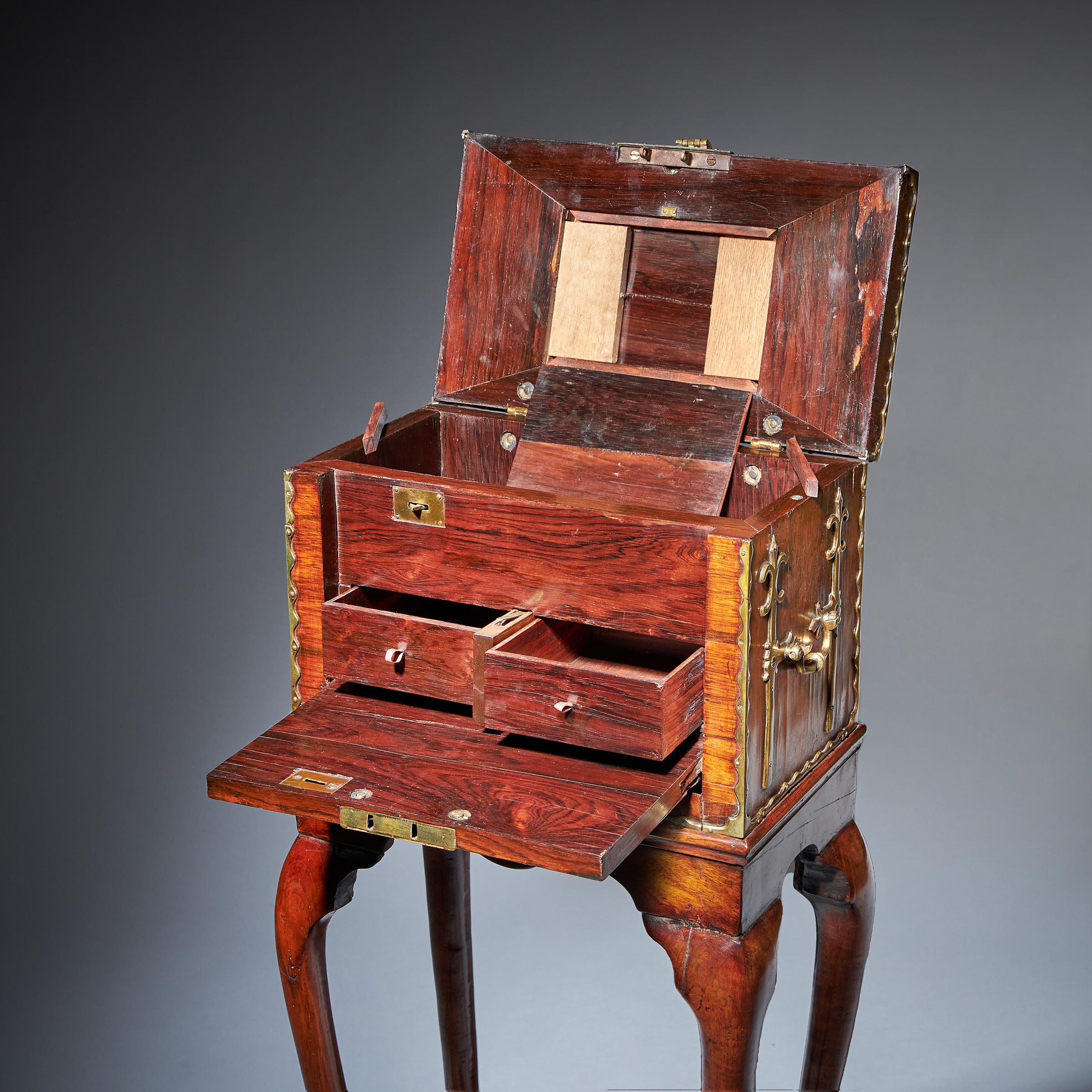 17th Century William and Mary Rosewood Coffre Fort on Stand. Secret Compartments 8