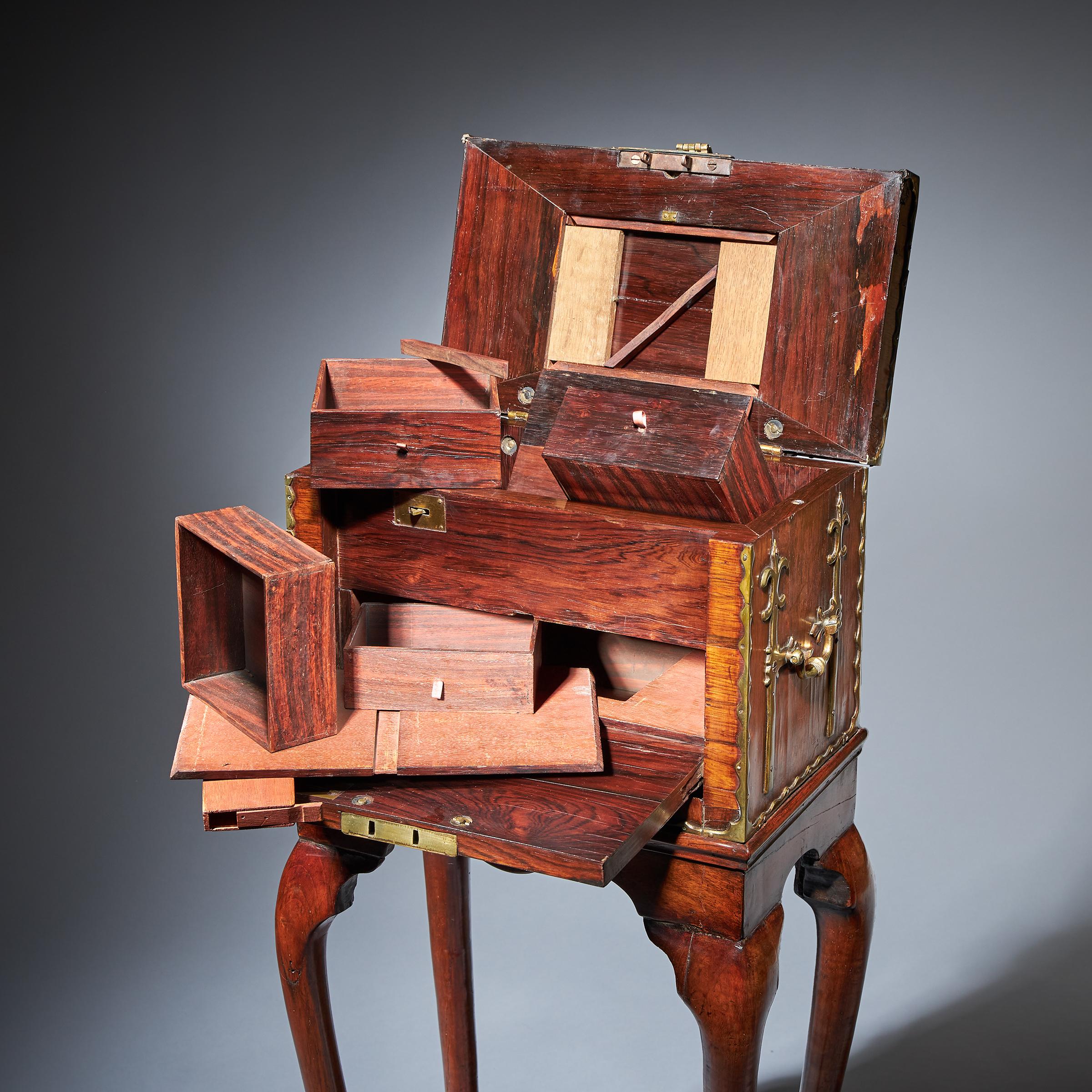 17th Century William and Mary Rosewood Coffre Fort on Stand. Secret Compartments 9
